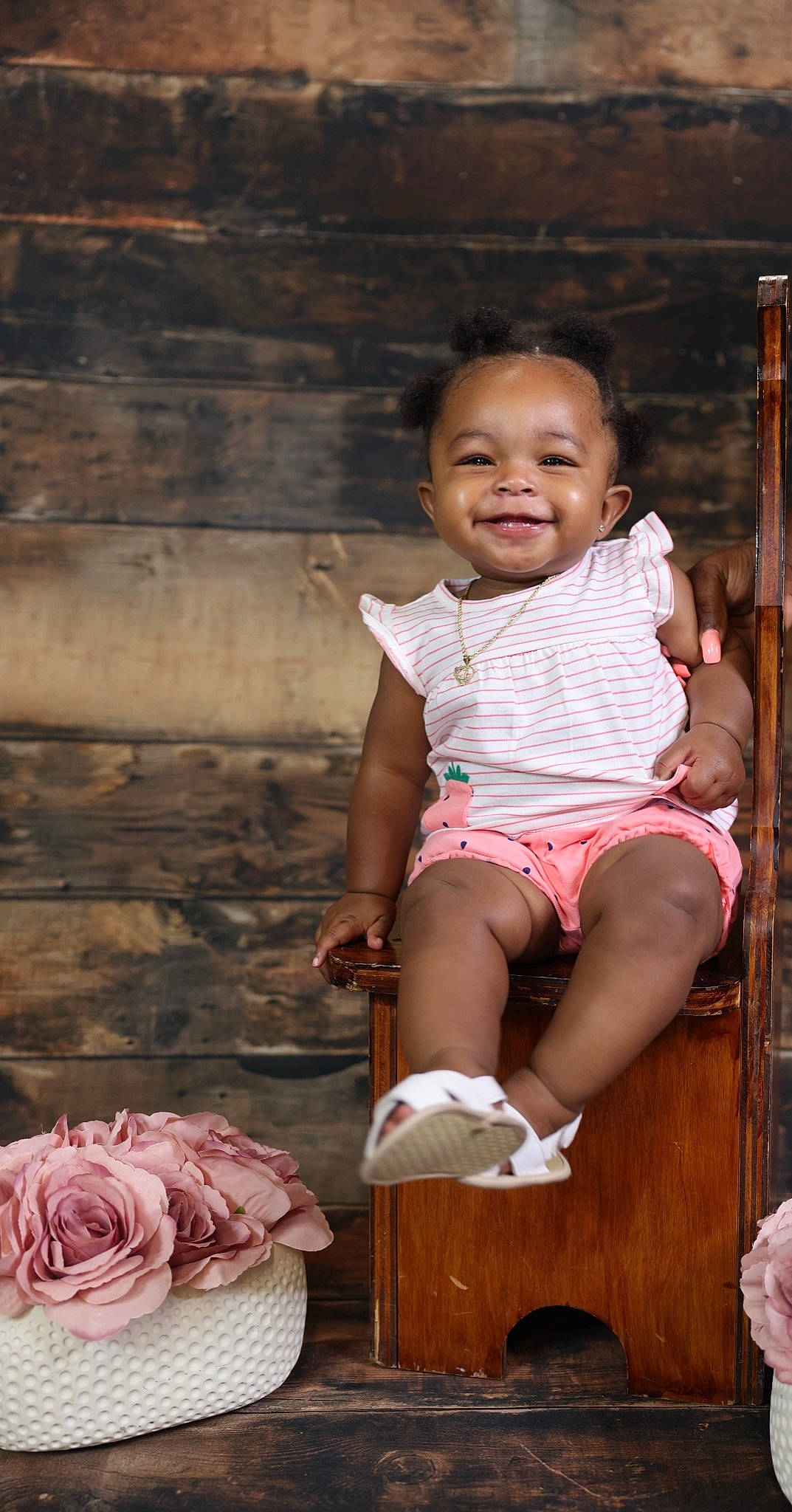 Jelani joined the competition — help win amazing prizes! baby_toddler_clothing, chair, cheek, chin, eye, flower, happy, human, hybrid_tea_rose, joy, person, petal, pink, rose, shorts, skin, smile, t_shirt, thigh, toddler