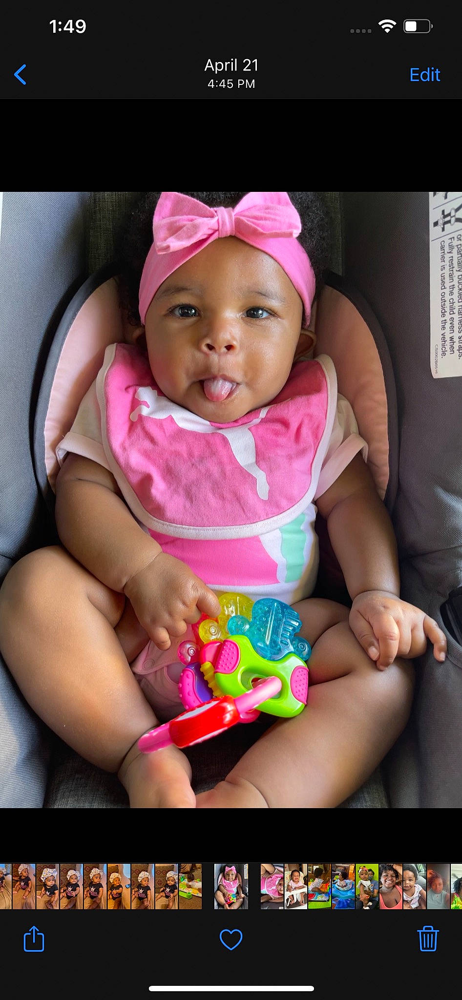 Jelani joined the competition — help win amazing prizes! baby, baby_toddler_clothing, cap, cheek, child, comfort, finger, fun, hand, happy, headwear, lip, magenta, mouth, nose, person, pink, purple, skin, smile
