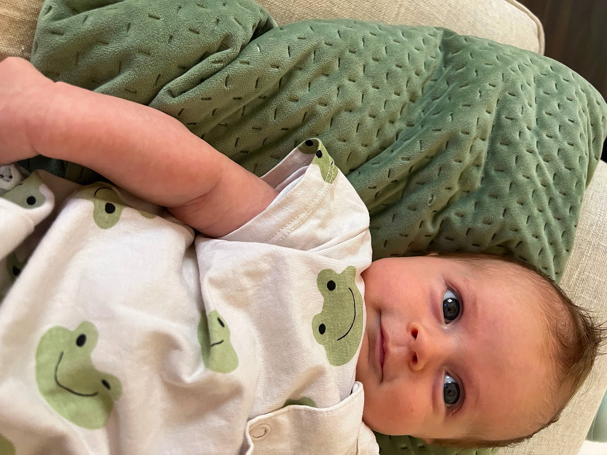 Brodie joined the competition — help win amazing prizes! baby, baby_sleeping, baby_toddler_clothing, cheek, child, comfort, eye, face, human_body, linens, mammal, nose, pattern, person, photograph, product, skin, sleeve, textile, toddler