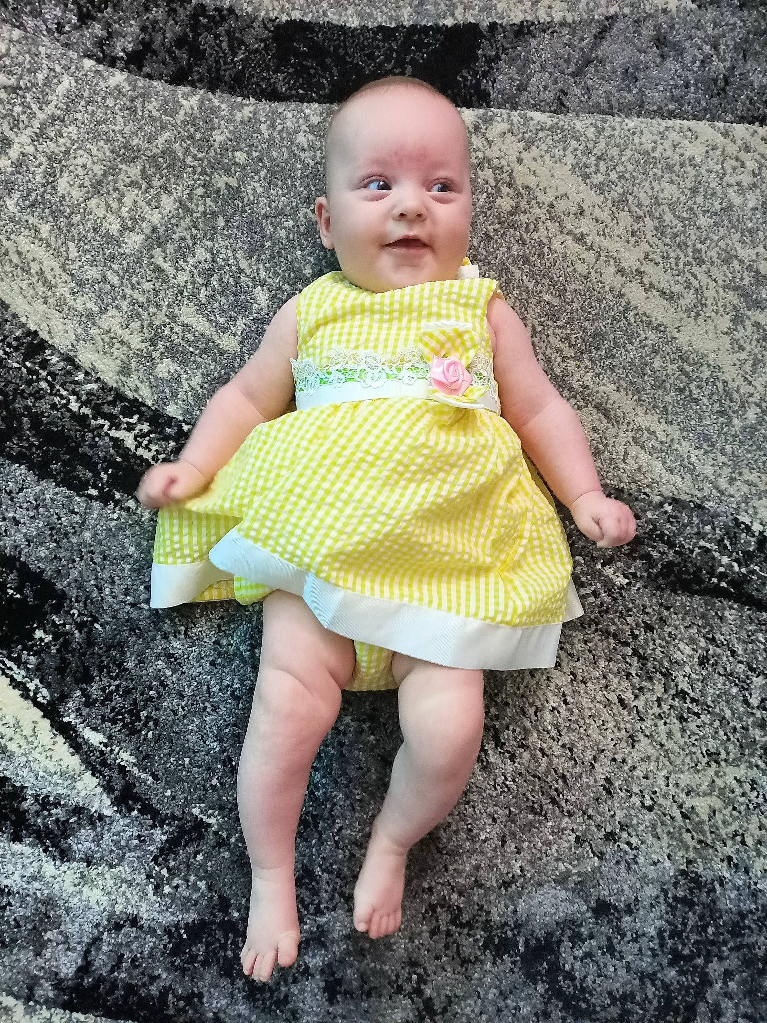 Luciana joined the competition — help win amazing prizes! baby, baby_toddler_clothing, child, day_dress, dress, eye, face, flash_photography, grass, happy, head, human_leg, people_in_nature, person, skin, sleeve, smile, standing, toddler, waist