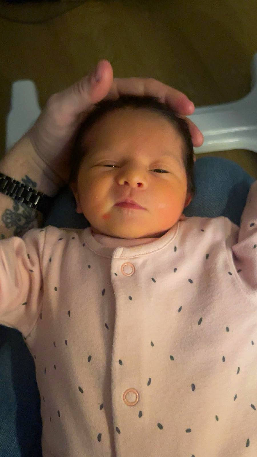 Marllia is registered to the contest to win money with this photo: baby, baby_toddler_clothing, cheek, chin, collar, comfort, dress_shirt, eyelash, finger, forehead, gesture, lip, mouth, neck, nose, person, skin, sleeve, thumb, toddler