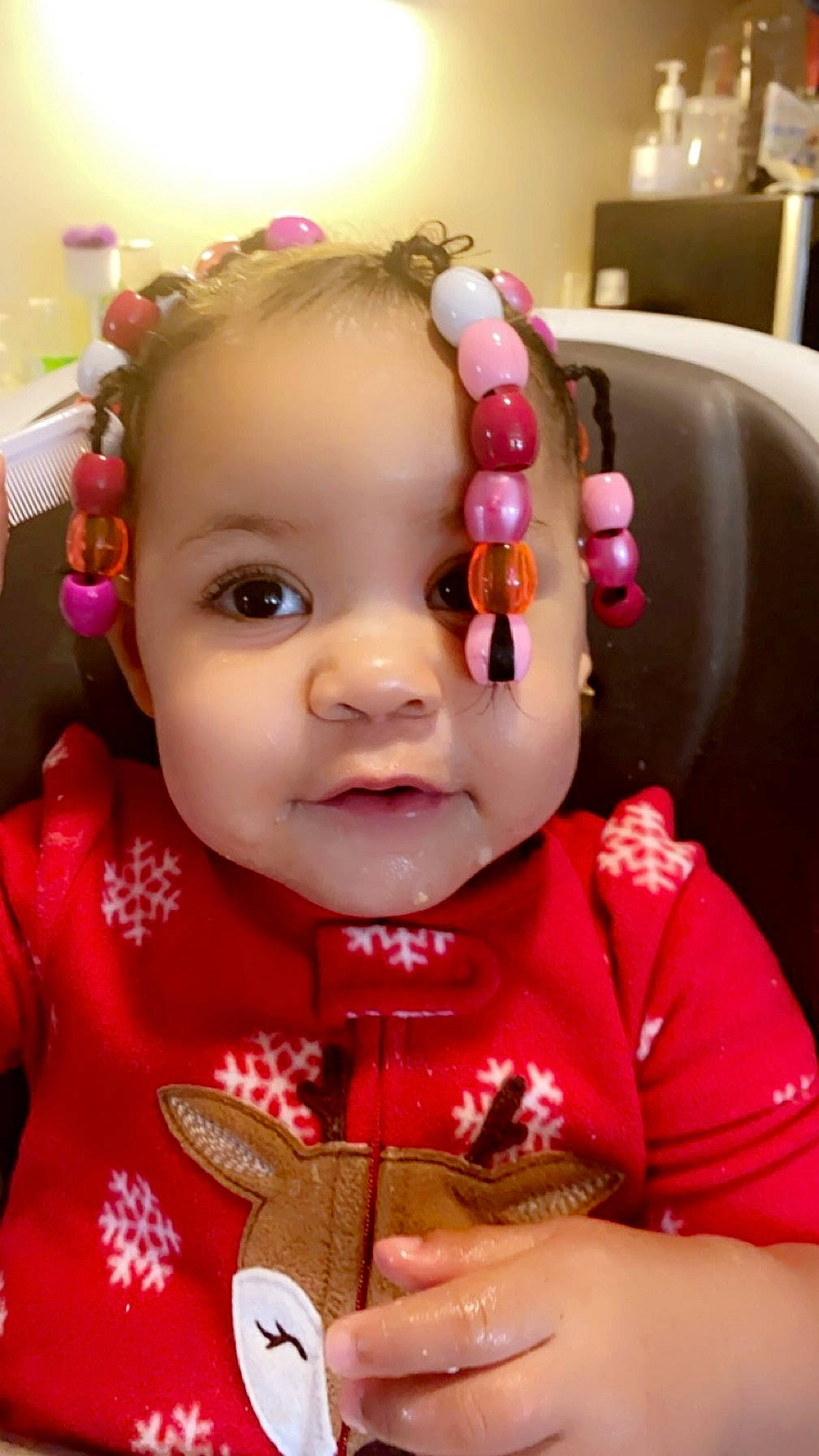 Ariana is registered to the contest to win money with this photo: baby, baby_toddler_clothing, cheek, child, event, eye, eyelash, facial_expression, fashion_accessory, happy, iris, lip, mouth, nose, person, pink, skin, sleeve, smile, sweetness