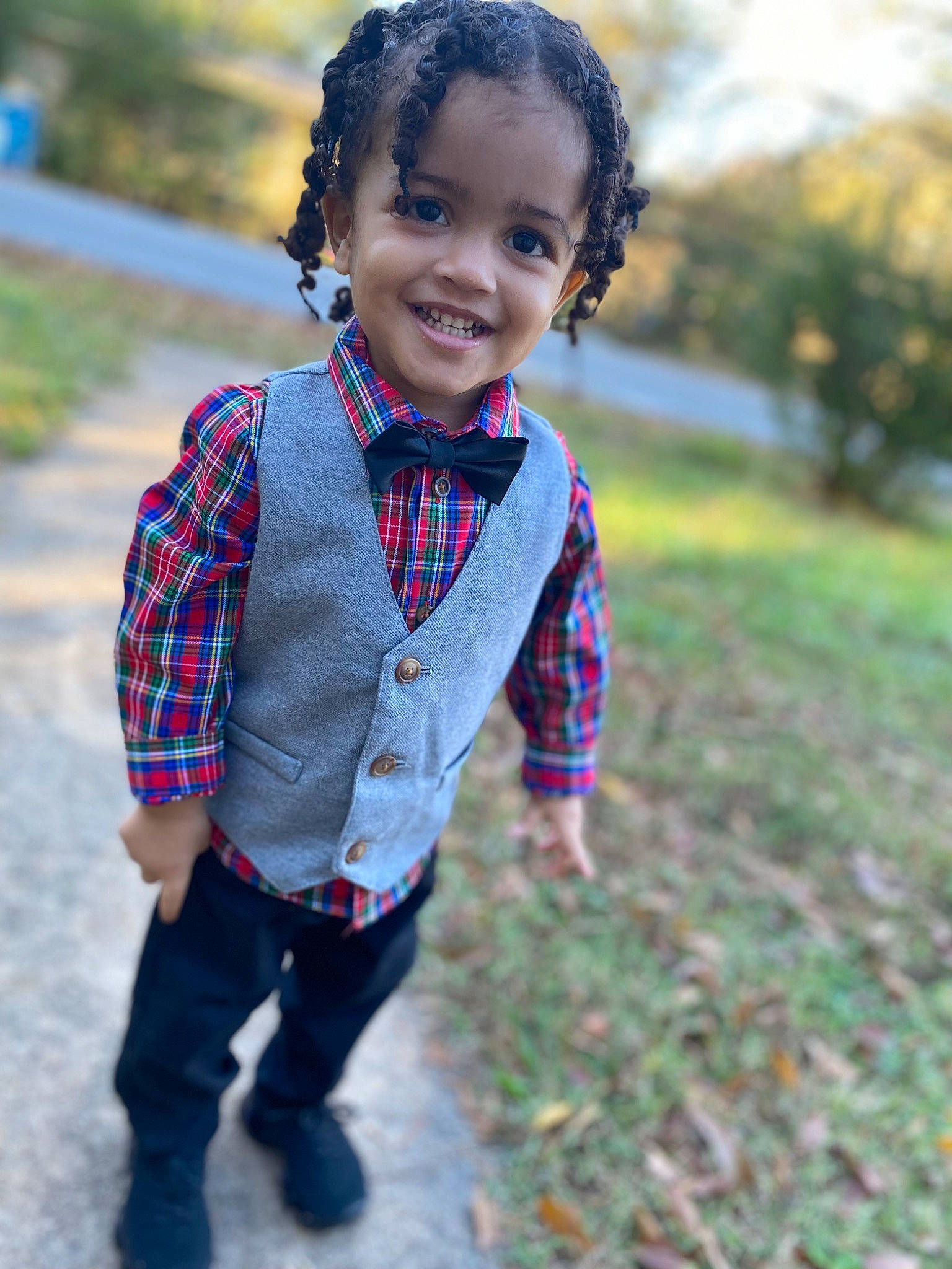 Jeremiah joined the competition — help win amazing prizes! child, electric_blue, eye, face, fun, grass, hair, happy, head, joy, leisure, pattern, people_in_nature, person, plaid, plant, recreation, smile, suit, toddler