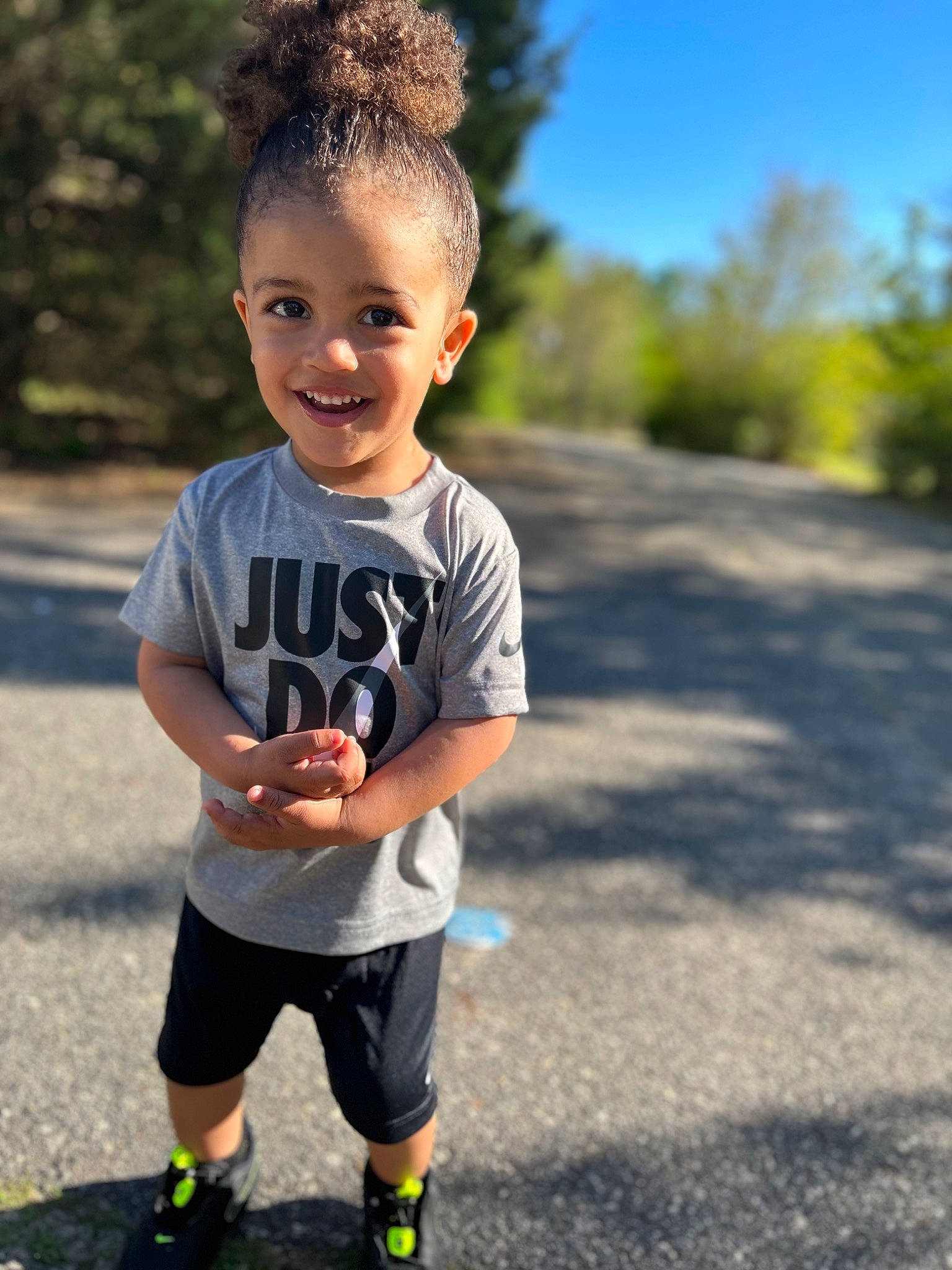 Jeremiah joined the competition — help win amazing prizes! asphalt, child, electric_blue, face, flash_photography, fun, grass, hair, hairstyle, happy, head, joy, leisure, pattern, person, running, sky, sleeve, smile, t_shirt