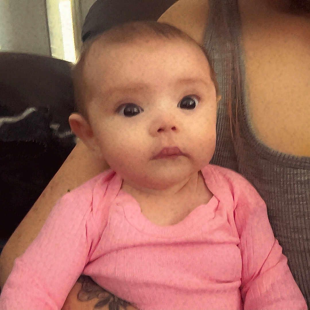 Aurora joined the competition — help win amazing prizes! baby, bodypart, clothing, couch, face, finger, furniture, hand, happy, head, newborn, person, photography, portrait, selfie, skin, smile, t_shirt, tattoo, undershirt