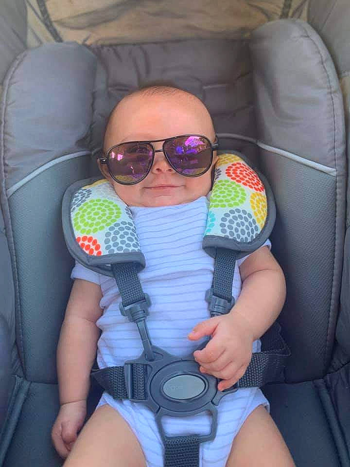 Julian Perez joined the competition — help win amazing prizes! auto_part, baby_in_car_seat, car_seat, car_seat_cover, child, comfort, cool, eyewear, family_car, glasses, head_restraint, person, sunglasses, toddler