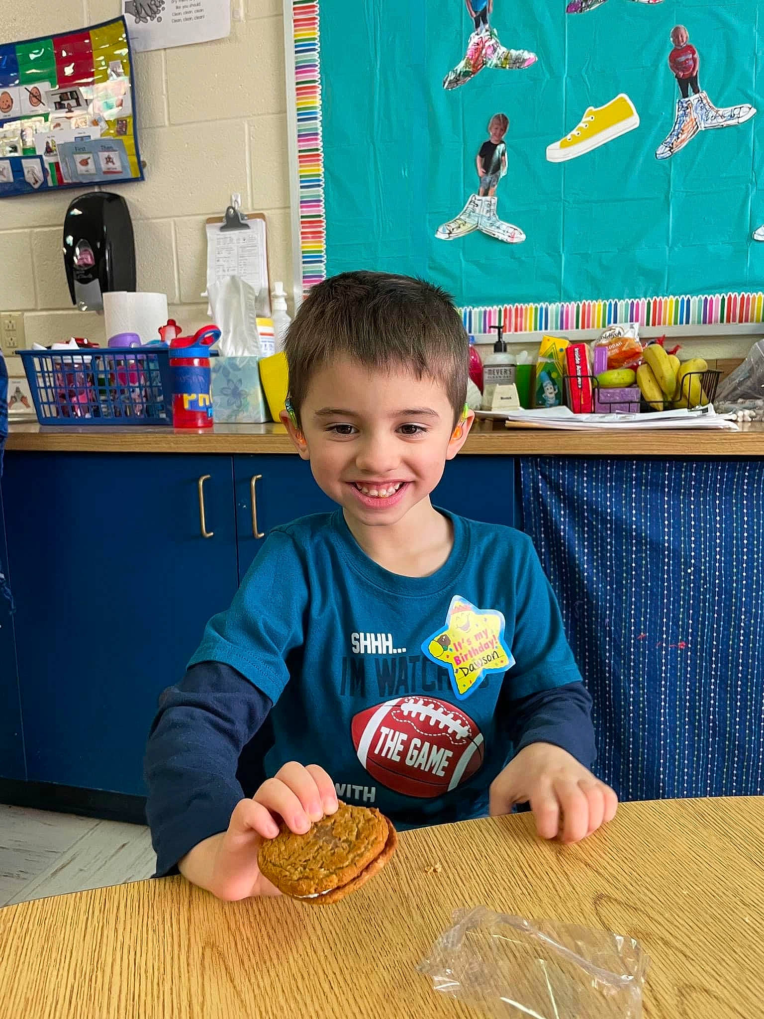 Dawson joined the competition — help win amazing prizes! art, chair, child, event, food, fun, happy, joy, kindergarten, person, plate, play, room, sharing, shelf, smile, t_shirt, table, tableware, toddler