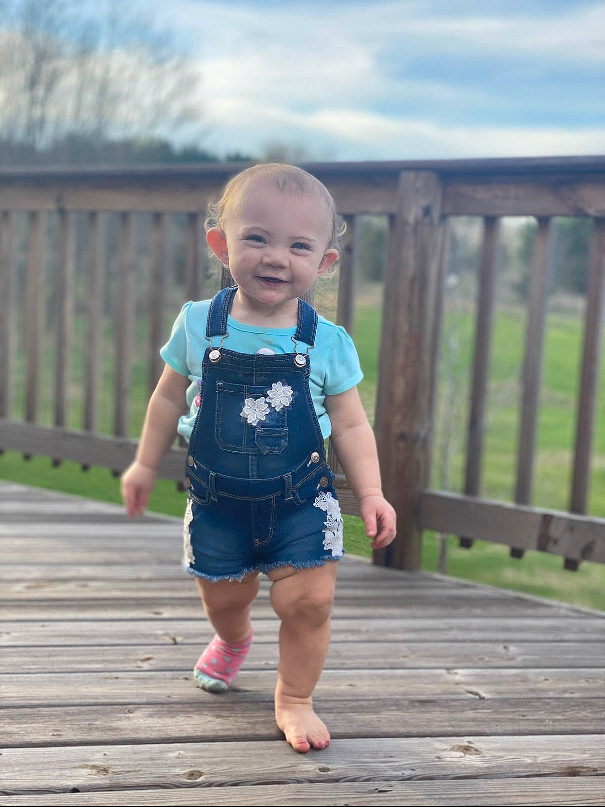 Pyper joined the competition — help win amazing prizes! blue, boardwalk, child, grass, joy, leg, pattern, people, person, photograph, photography, pink, shorts, skin, snapshot, standing, summer, toddler, vacation, walking