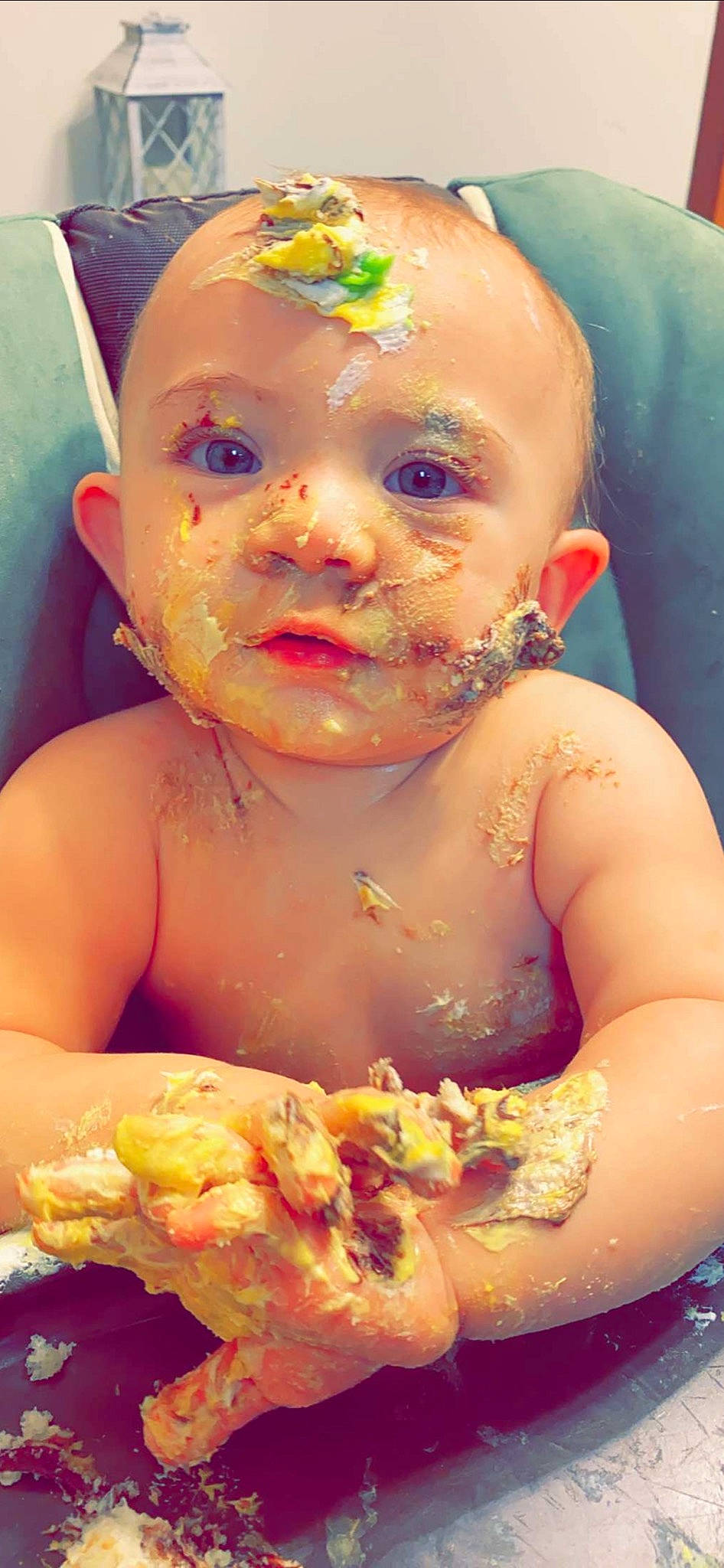 Pyper joined the competition — help win amazing prizes! baby, baby_bathing, bathing, child, eating, junk_food, person, toddler