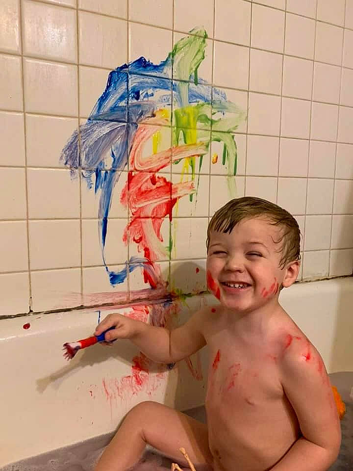 Kade is registered to the contest to win money with this photo: bathing, child, fun, joy, person, play, toddler, washing