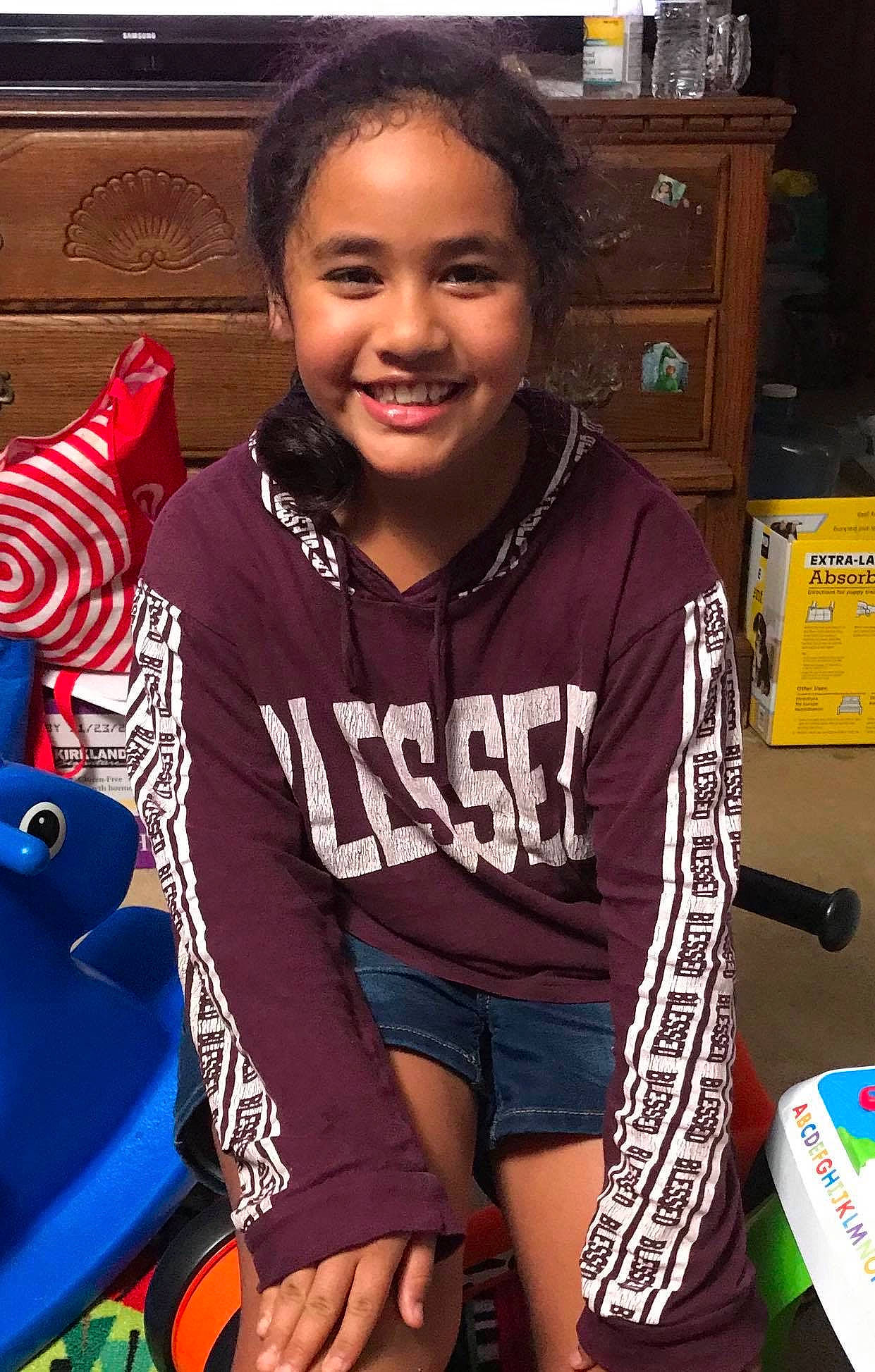 Amanda joined the competition — help win amazing prizes! child, cool, joy, outerwear, person, smile, t_shirt, thigh