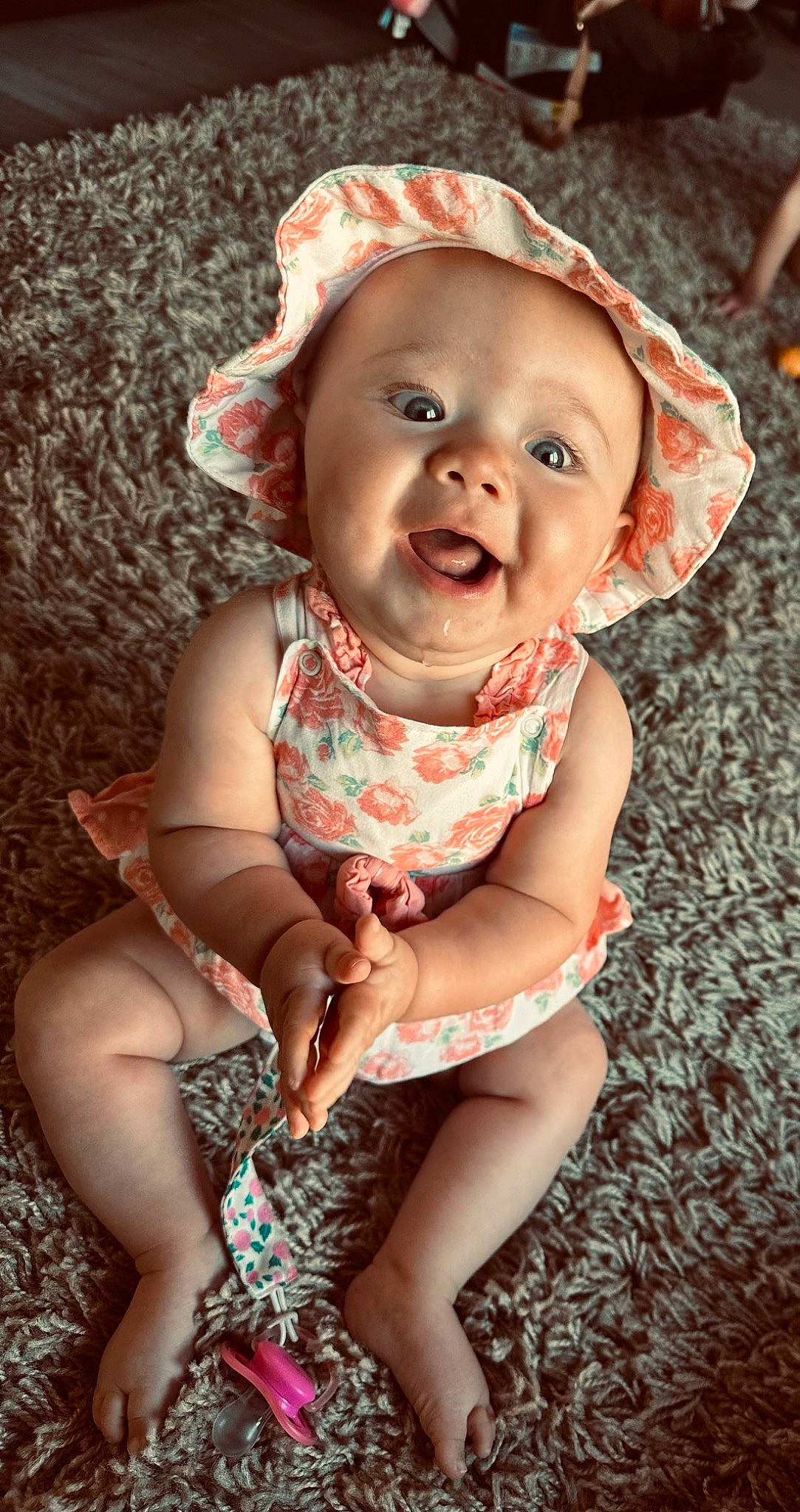 Rayleigh joined the competition — help win amazing prizes! baby, baby_toddler_clothing, beauty, cheek, child, dress, eye, flash_photography, grass, happy, headwear, human_body, iris, lip, mouth, nose, person, pink, skin, sleeve