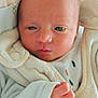 Aleck a rejoint le concours — aidez-le/la à gagner de superbes lots ! baby, newborn, infant, face, skin, clothing, soft, cute, closeup, fist, eyes, head, portrait, child, babywear, fabric, warm_light, indoors, newborn_baby, wrapped