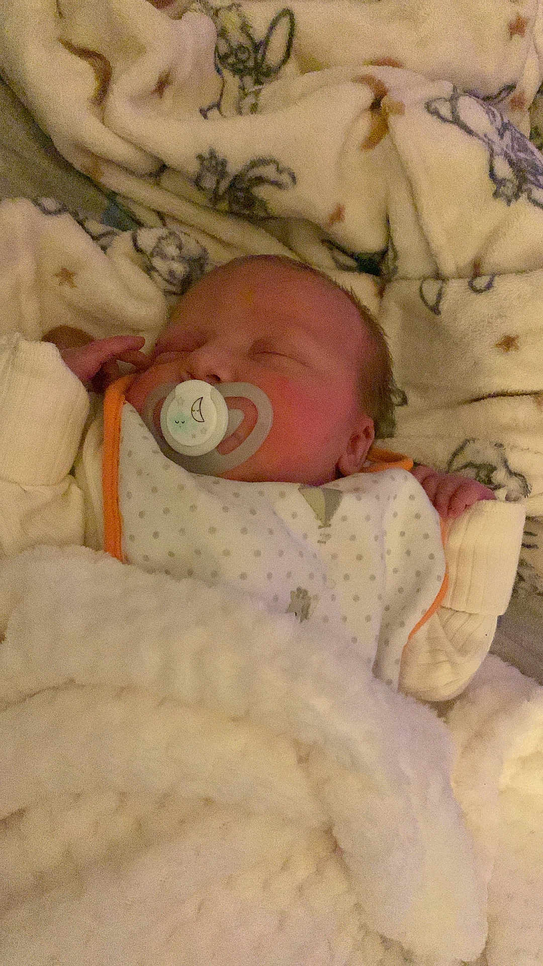 Savannah-Rose is registered to the contest to win money with this photo: baby, newborn, pacifier, blanket, sleeping, cozy, infant, soft, warm, cute, child, clothing, bed, comfort, rest, peaceful, cute_face, indoors, baby_bib, sleep