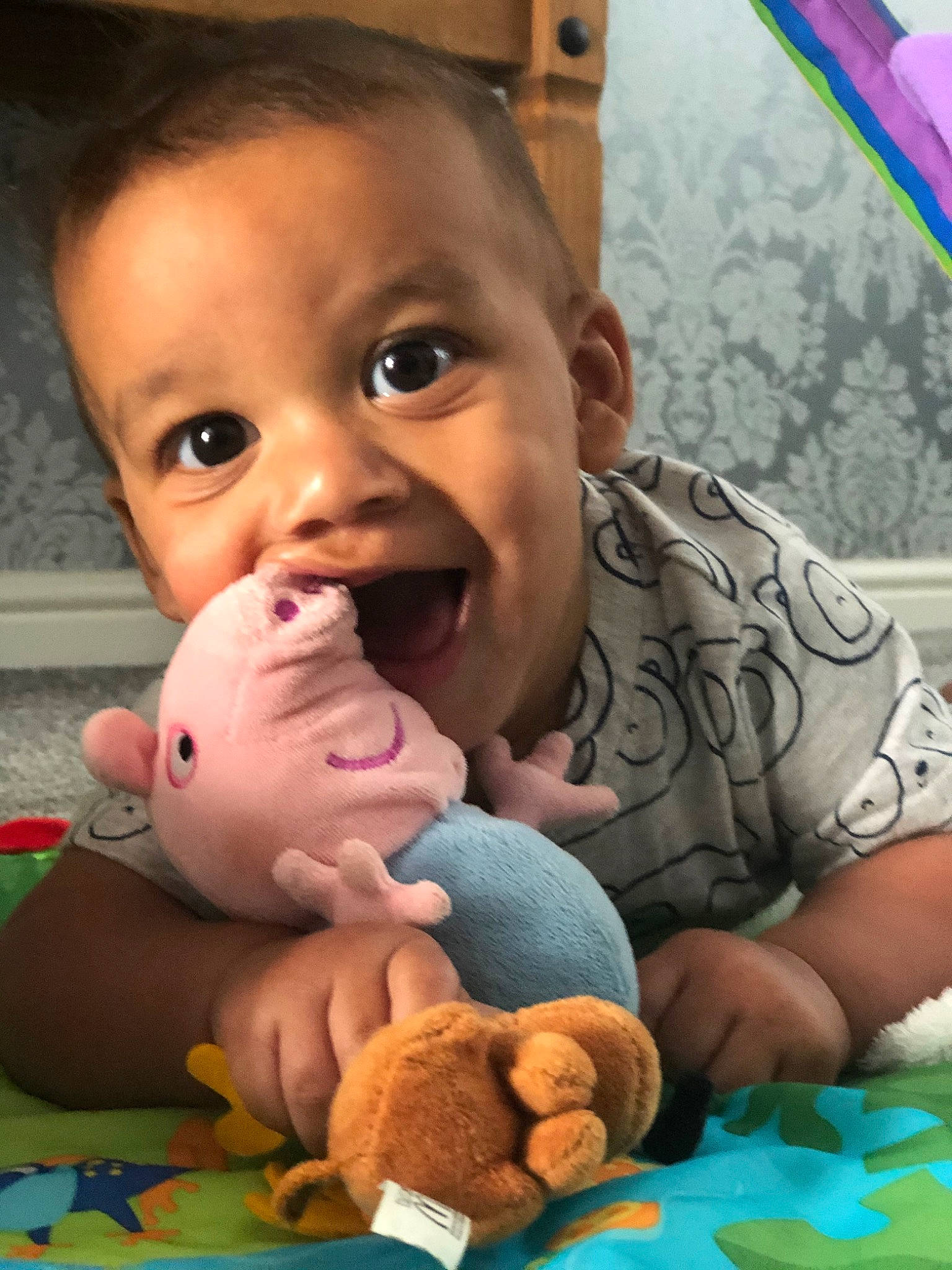 Kassius joined the competition — help win amazing prizes! baby, baby_toys, cheek, child, person, play, plush, stuffed_toy, teddy_bear, textile, toddler, toy