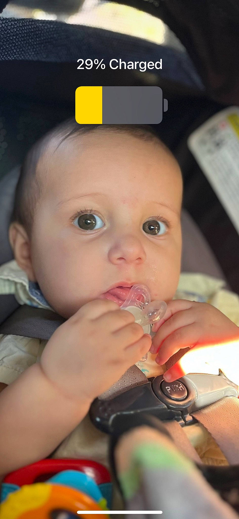 Carlos is registered to the contest to win money with this photo: baby, baby_products, baby_toddler_clothing, cheek, child, chin, comfort_food, eyelash, finger, gesture, hand, iris, lip, mouth, nail, nose, person, skin, thumb, toddler