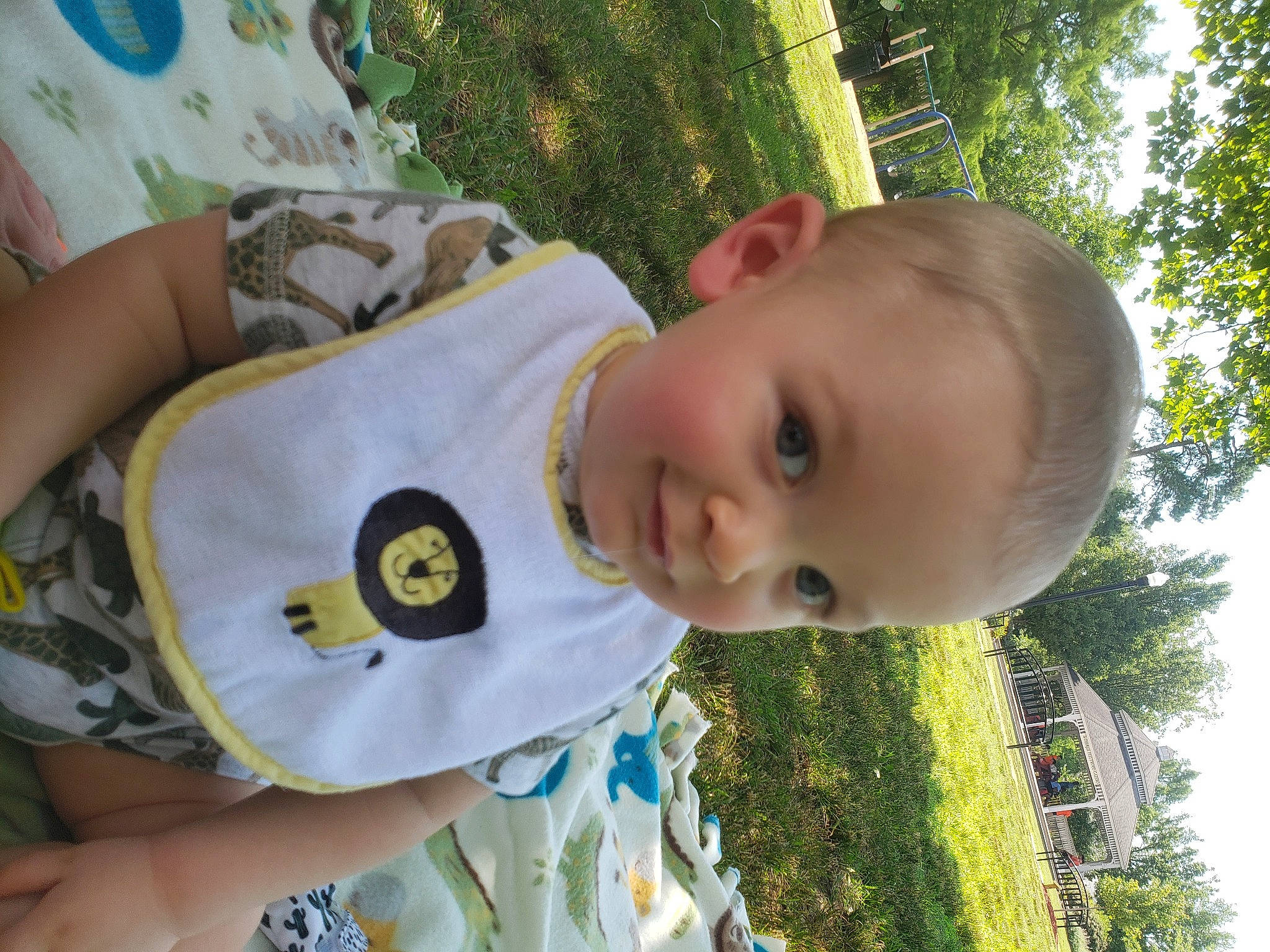 Dameon is registered to the contest to win money with this photo: baby, baby_toddler_clothing, cheek, child, eye, face, grass, happy, head, leisure, nose, people_in_nature, person, plant, skin, sky, smile, summer, toddler, tree