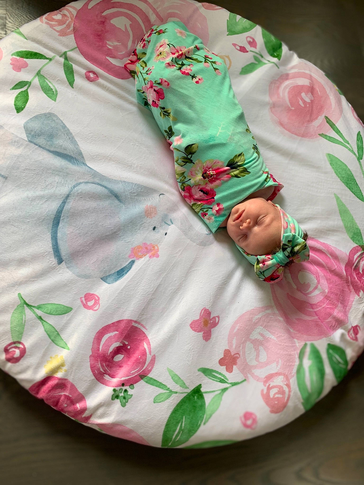 Avalynn joined the competition — help win amazing prizes! baby, baby_toddler_clothing, child, dress, green, headwear, linens, pattern, person, pink, plant, product, sleeve, textile, toddler