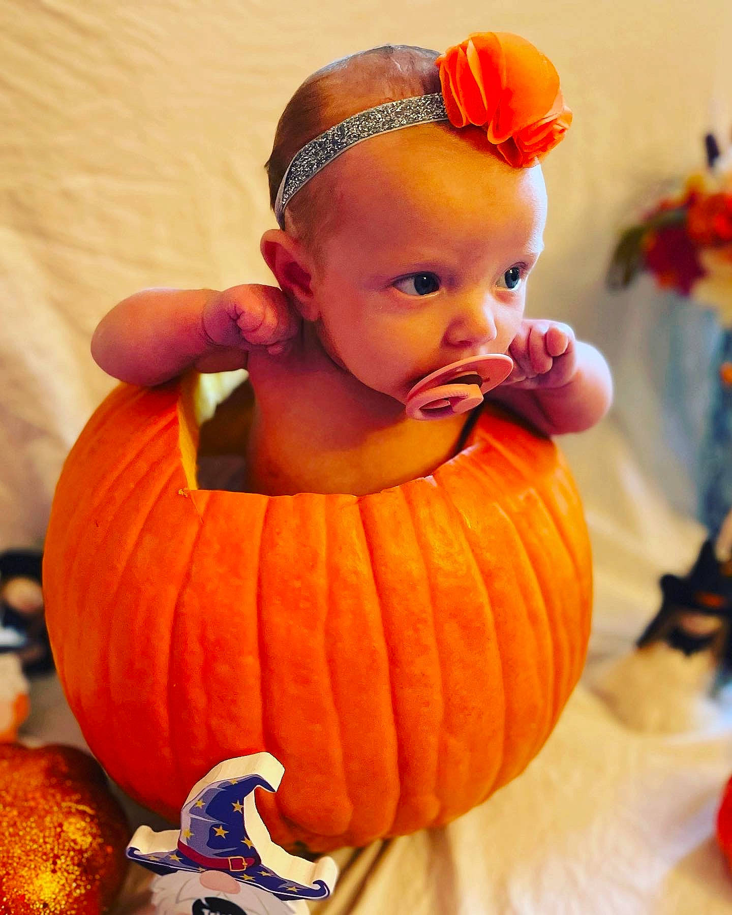 London joined the competition — help win amazing prizes! baby, baby_toddler_clothing, calabaza, cucurbita, dress, eye, fruit, fun, gourd, human_body, local_food, natural_foods, orange, person, plant, produce, pumpkin, squash, toddler, vegetable
