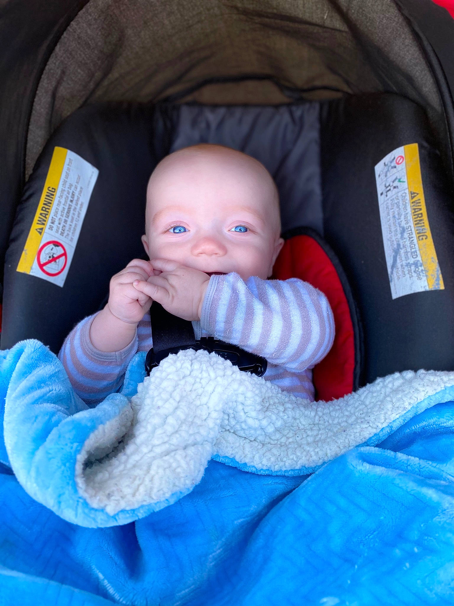 Weston joined the competition — help win amazing prizes! baby, baby_carriage, baby_in_car_seat, baby_products, baby_safety, baby_toddler_clothing, car_seat, cheek, child, comfort, electric_blue, finger, lap, linens, person, product, sitting, sleeve, textile, thumb