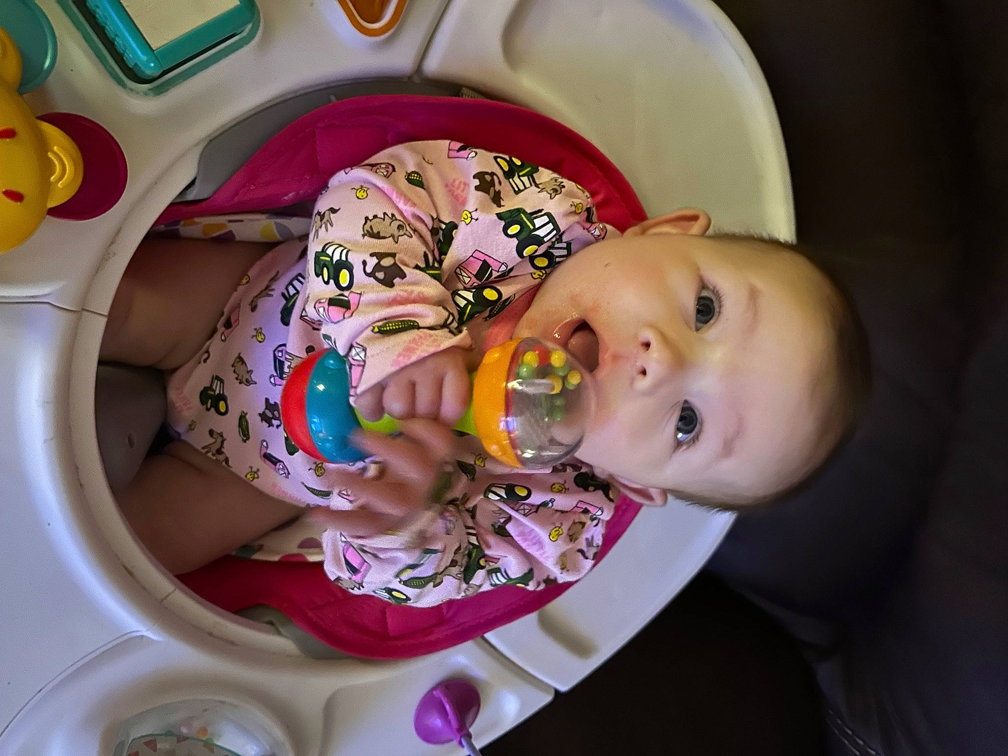 Maddilyn joined the competition — help win amazing prizes! baby, baby_food, baby_products, baby_toddler_clothing, baby_toys, bathing, bib, chair, cheek, child, dishware, fun, mouth, person, play, tableware, toddler, toy