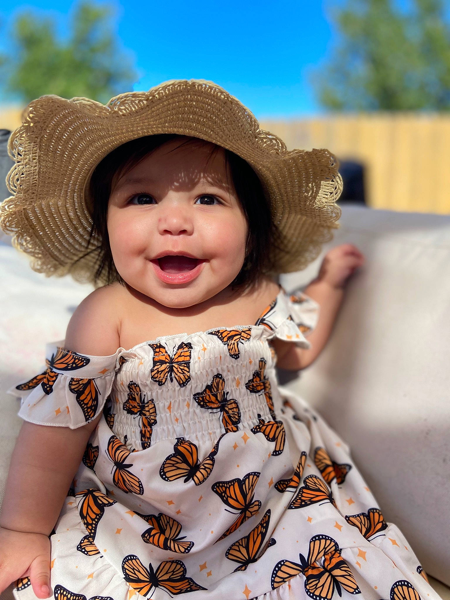 Camila joined the competition — help win amazing prizes! baby_toddler_clothing, fashion, fun, happy, hat, headgear, headwear, iris, joy, lip, mammal, pattern, people, person, photograph, skin, sky, sleeve, smile, sun_hat