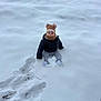Jared is registered to the contest to win money with this photo: child, toddler, snow, winter, hat, coat, footprints, outdoor, cold, parked_cars, clothing, sitting, cute, face, person, white, frozen, winter_wear, nature, daylight