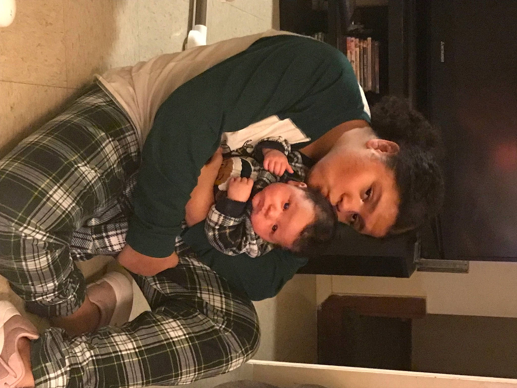 Ana joined the competition — help win amazing prizes! baby, chair, child, comfort, eyewear, flash_photography, flooring, fun, interaction, pattern, person, plaid, room, sitting, sock, sunglasses, tartan, toddler, wood