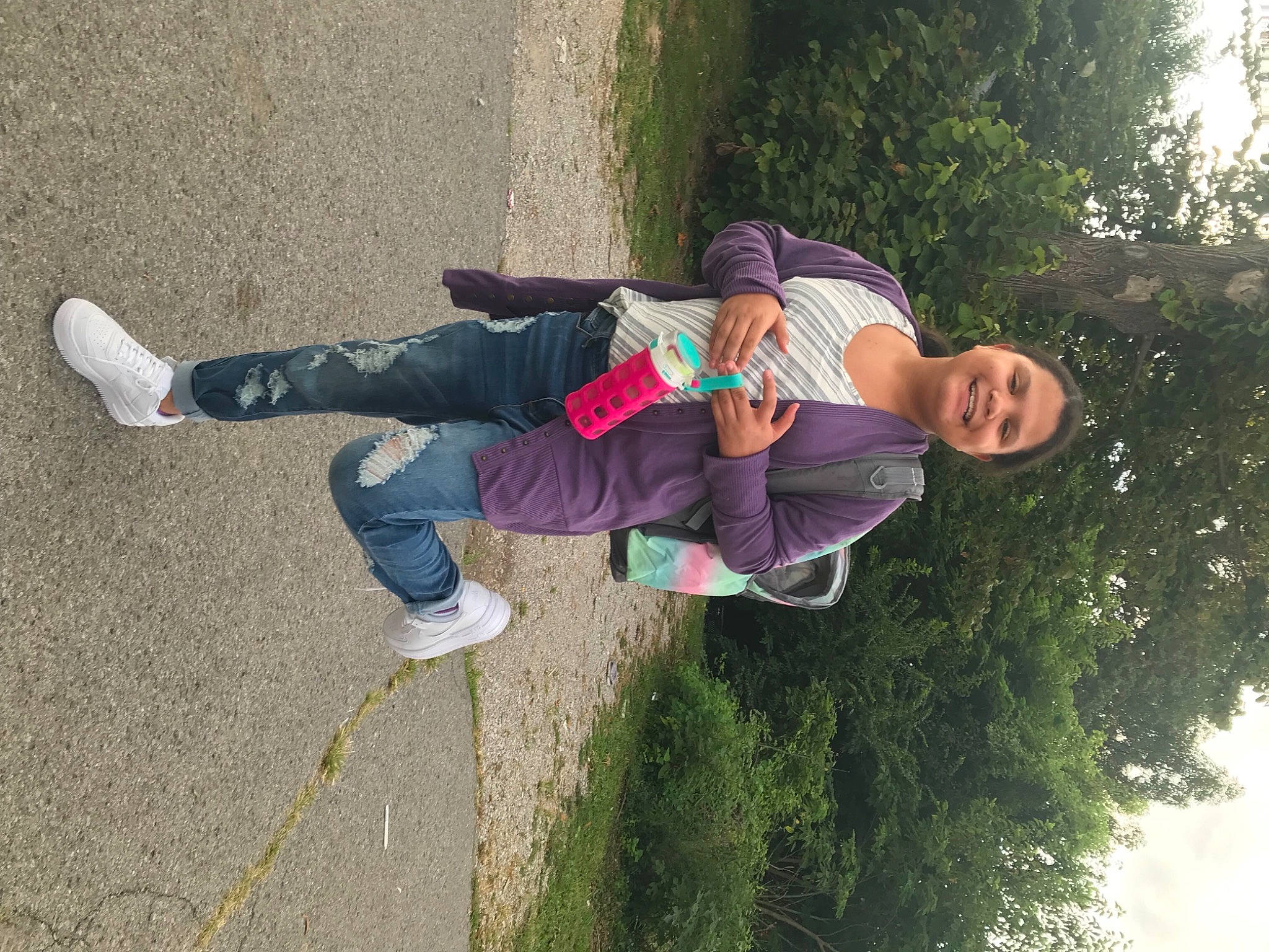 Ana joined the competition — help win amazing prizes! asphalt, concrete, fun, grass, happy, human_leg, joy, leisure, outdoor_shoe, people_in_nature, person, plant, recreation, shadow, shoe, sneakers, tree, walking_shoe