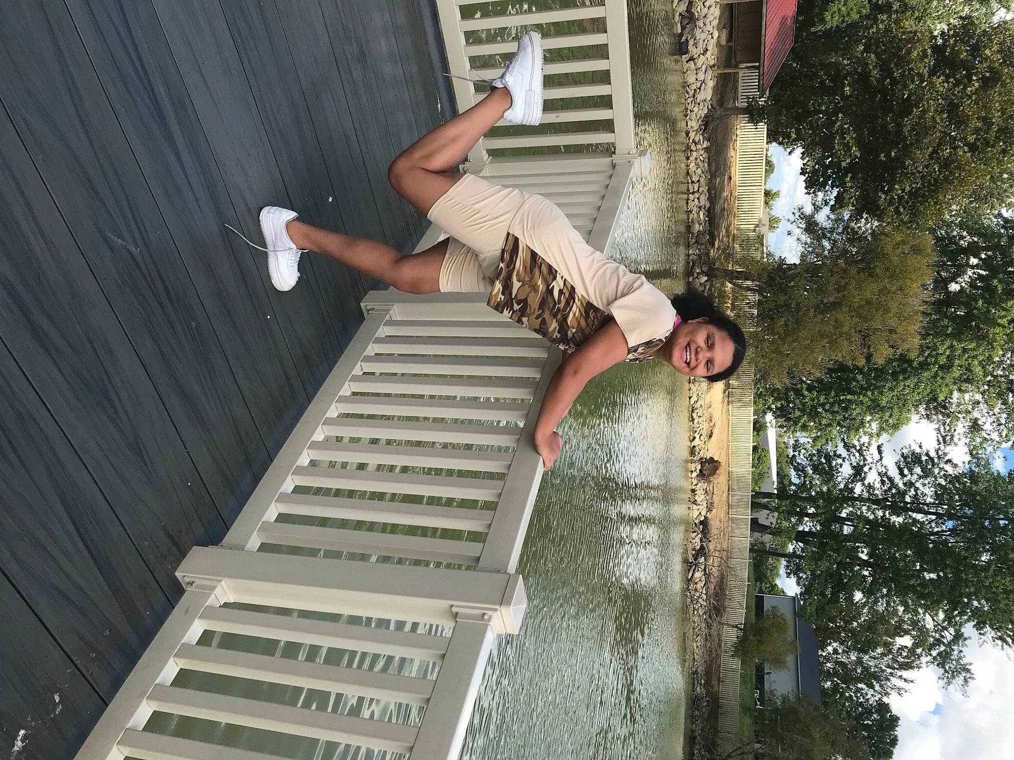 Ana joined the competition — help win amazing prizes! building, flash_photography, fun, handrail, happy, human_leg, joy, leisure, person, recreation, shorts, sky, smile, stairs, street_fashion, symmetry, t_shirt, thigh, tree, waist