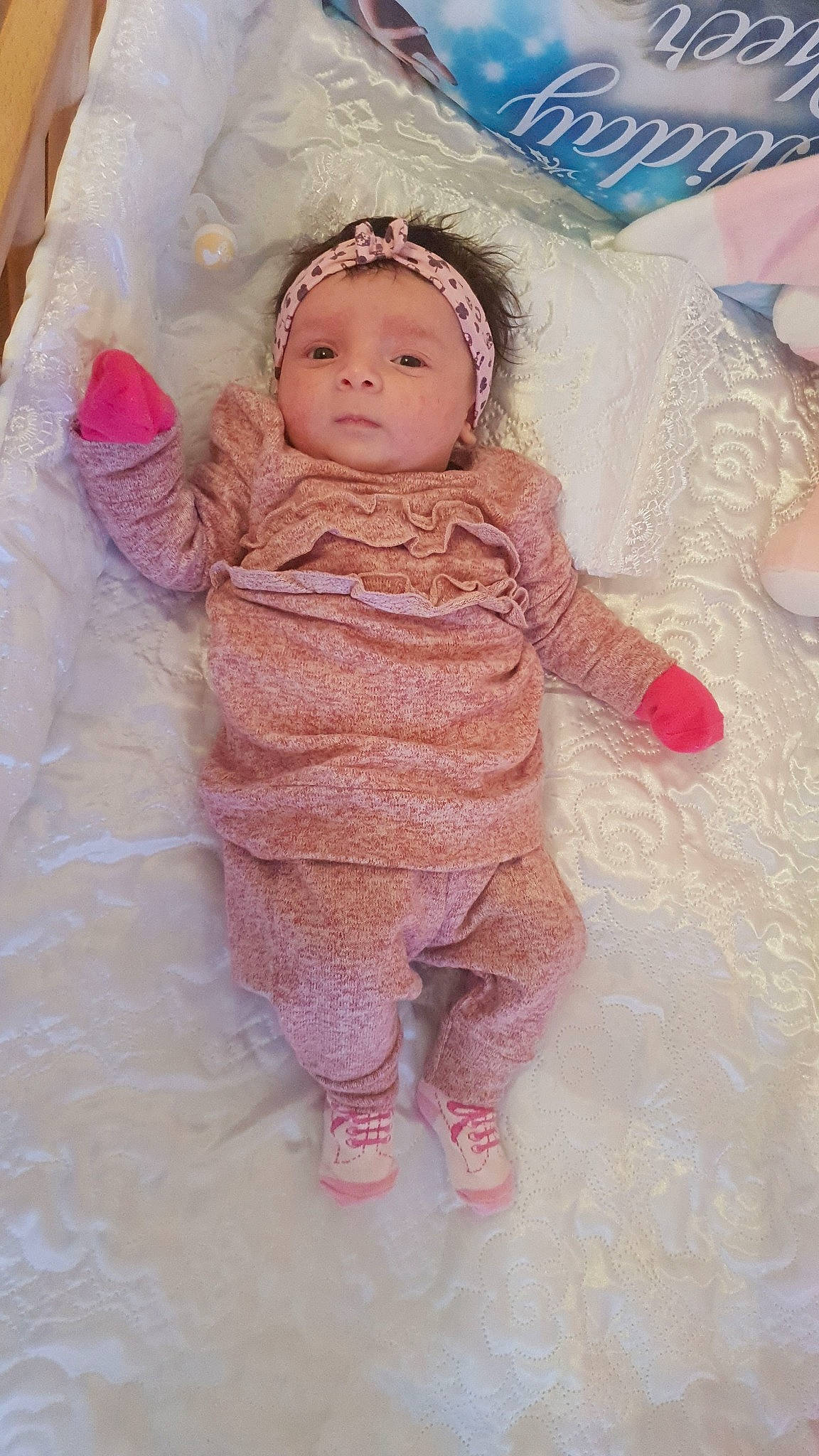 Dania participe au concours pour gagner de l'argent avec cette photo : baby, baby_products, baby_toddler_clothing, cheek, child, doll, face, person, pink, product, skin, toddler, toy