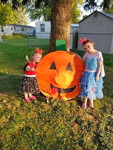Abbigael joined the competition — help win amazing prizes! backyard, blurred, calabaza, costume, games, garden, grass, jack_o_lantern, joy, lawn, orange, person, plant, play, pumpkin, toddler, tree, trick_or_treat, winter_squash, yard