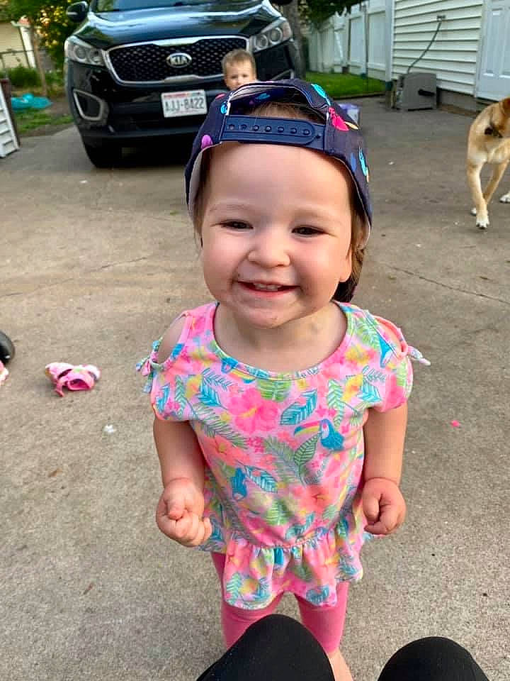 Espen joined the competition — help win amazing prizes! asphalt, automotive_exterior, automotive_lighting, baby_toddler_clothing, car, carnivore, cool, dog, fun, happy, head, headwear, joy, leisure, motor_vehicle, people, person, pink, smile, tire