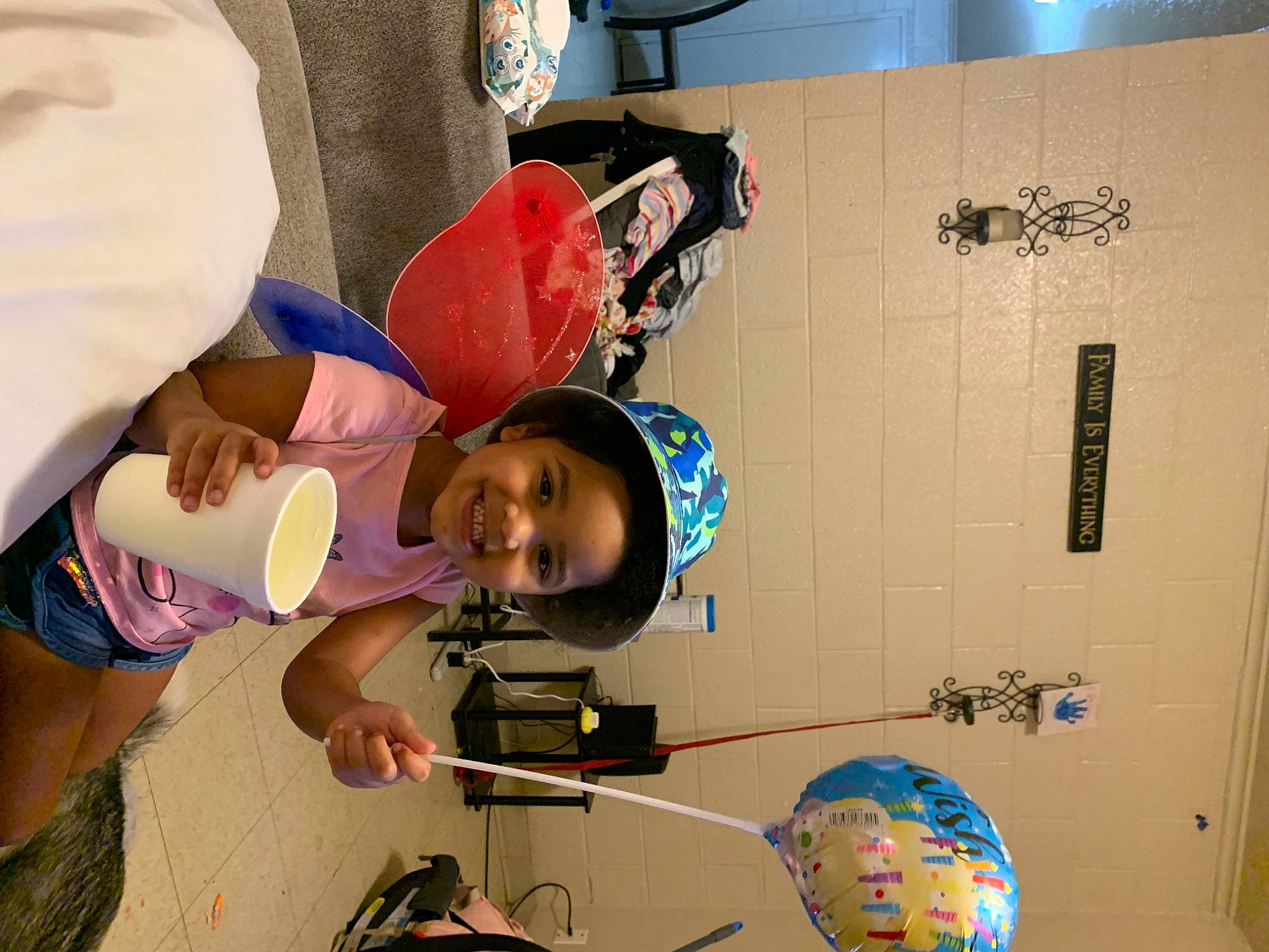 Kamyah joined the competition — help win amazing prizes! art, artist, child, fun, happy, hat, headgear, joy, leisure, paint, party_supply, person, play, recreation, room, shorts, smile, t_shirt, toddler, visual_arts