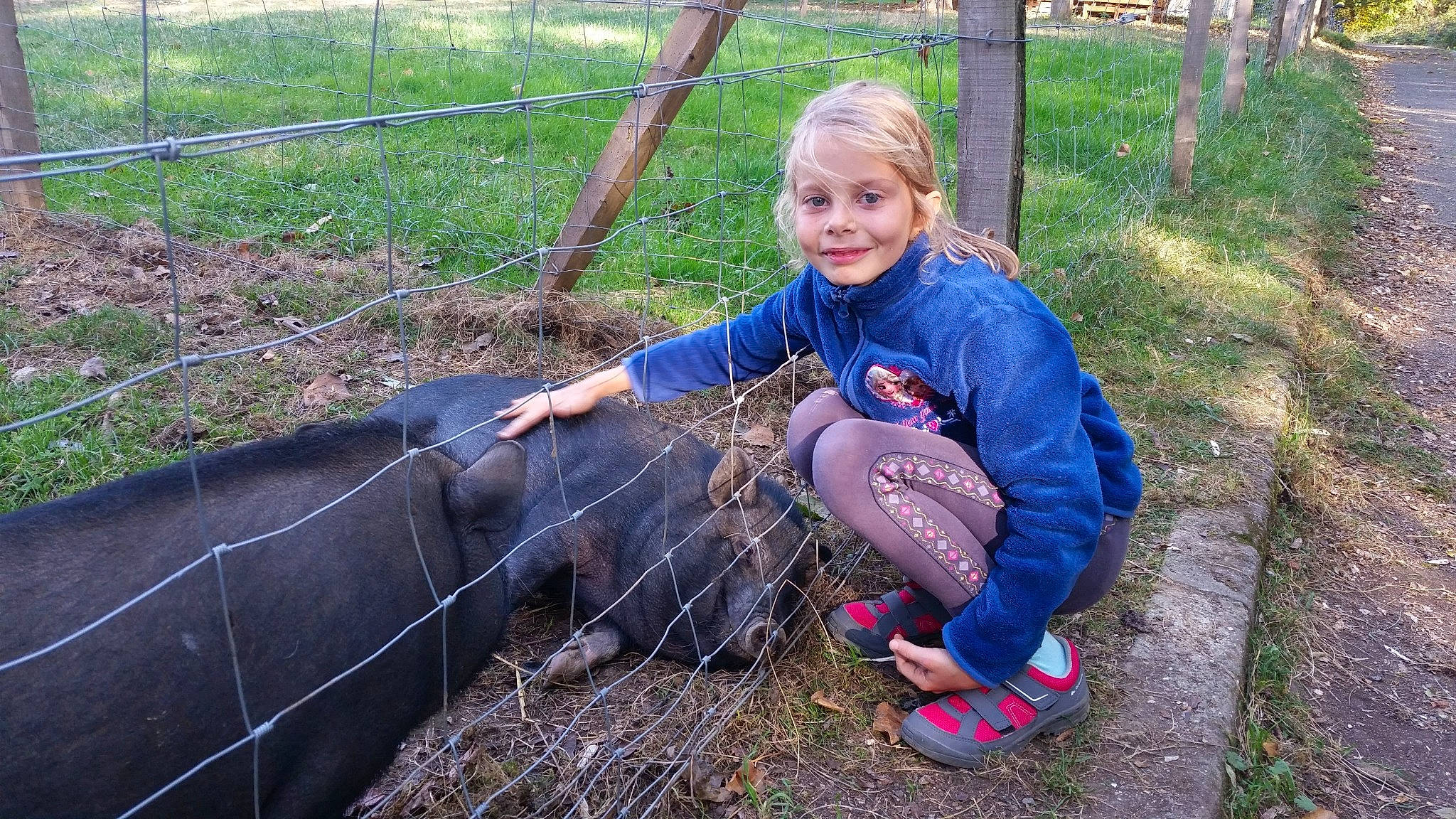 Oceane participe au concours pour gagner de l'argent avec cette photo : boot, child, event, fawn, fence, footwear, fun, grass, grassland, happy, joy, landscape, leisure, livestock, people_in_nature, person, plant, smile, sneakers, soil