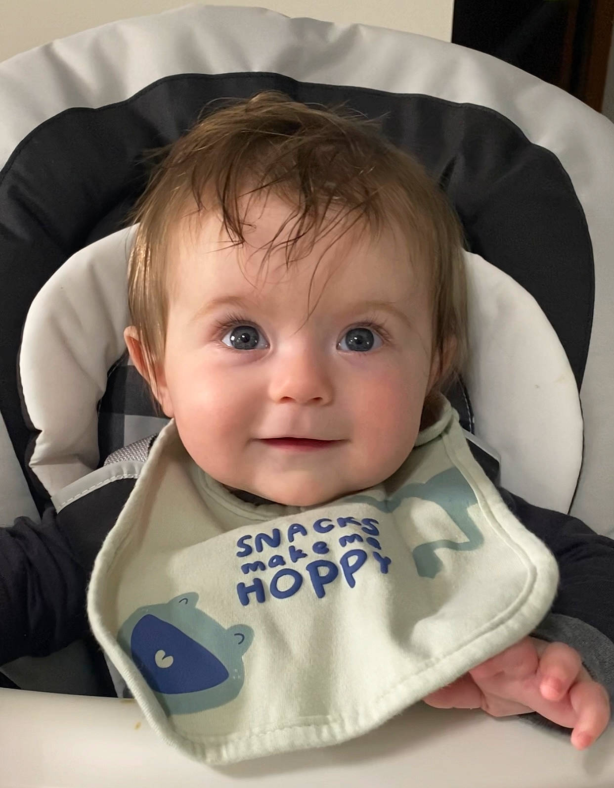 Landon joined the competition — help win amazing prizes! baby, baby_safety, baby_toddler_clothing, cheek, chin, comfort, eye, eyebrow, face, facial_expression, hairstyle, head, iris, joy, mouth, nose, person, product, skin, sleeve