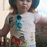Willow joined the competition — help win amazing prizes! background, bucket_hat, casual_clothing, child, cute, daylight, expression, fun, girl, hat, nature, outdoor, person, portrait, pout, princess, sunglasses, sunhat, tshirt, young_child