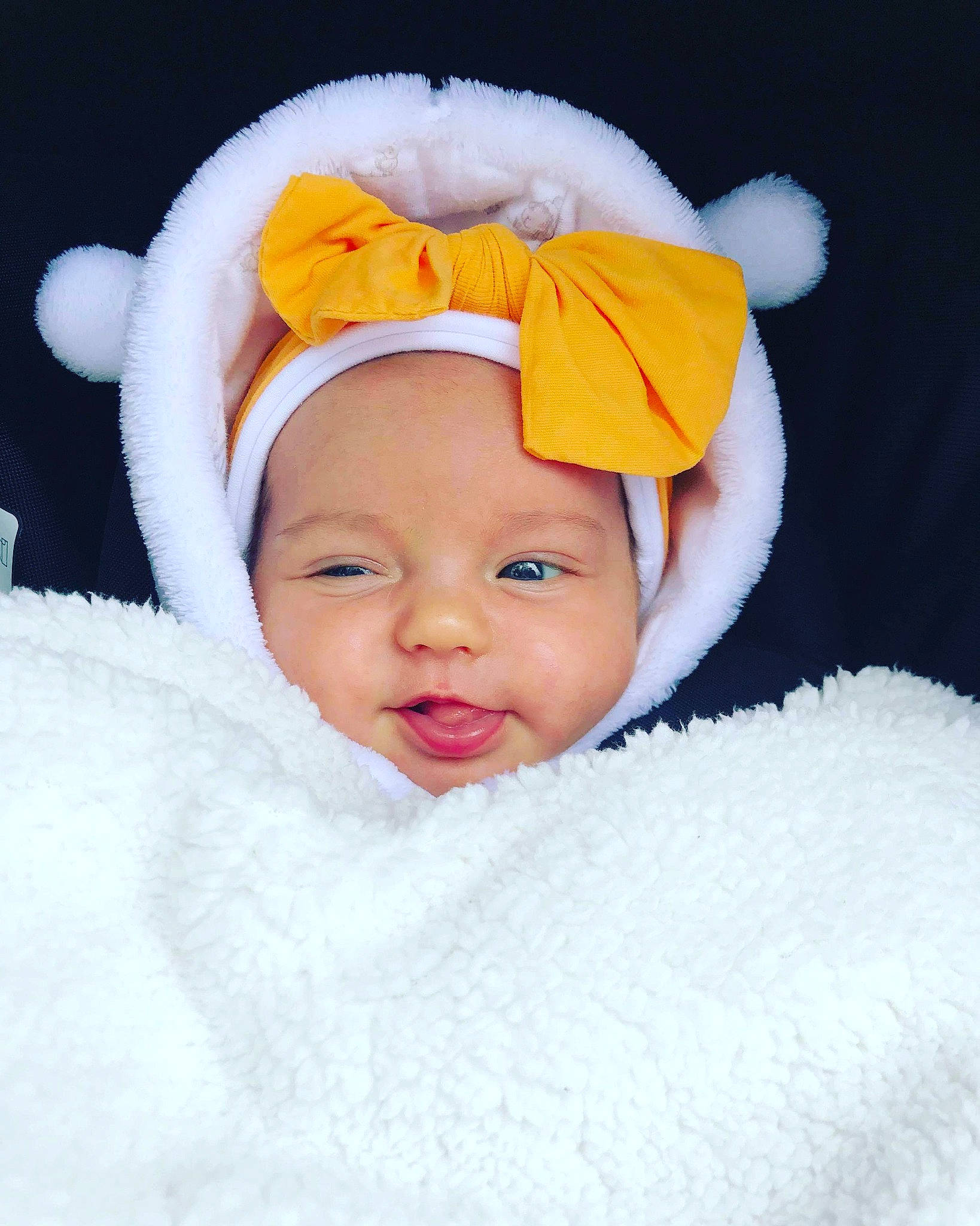 Elia joined the competition — help win amazing prizes! baby, baby_sleeping, baby_toddler_clothing, cap, comfort, costume_hat, eyebrow, face, fictional_character, fur, fur_clothing, happy, hat, head, headgear, headwear, iris, person, sleeve, smile