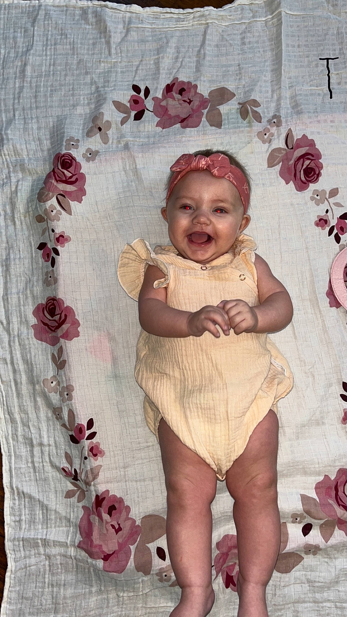Kamber is registered to the contest to win money with this photo: abdomen, art, baby, baby_toddler_clothing, chest, child, face, happy, head, headgear, headwear, joy, linens, magenta, pattern, person, pink, skin, sleeve, smile