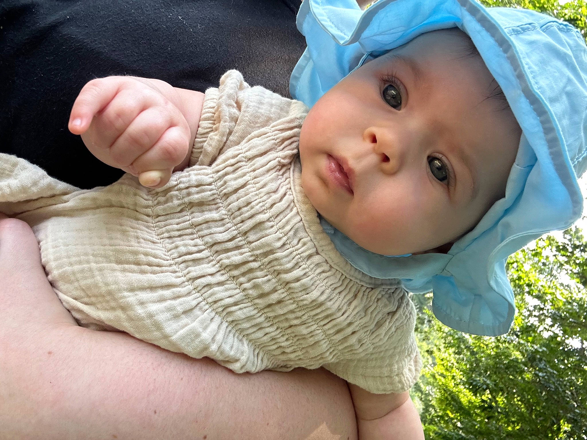 Jazmyn joined the competition — help win amazing prizes! baby, baby_toddler_clothing, cap, cheek, child, eye, face, finger, gesture, grass, happy, hat, headgear, headwear, people_in_nature, person, skin, sleeve, sun_hat, thumb