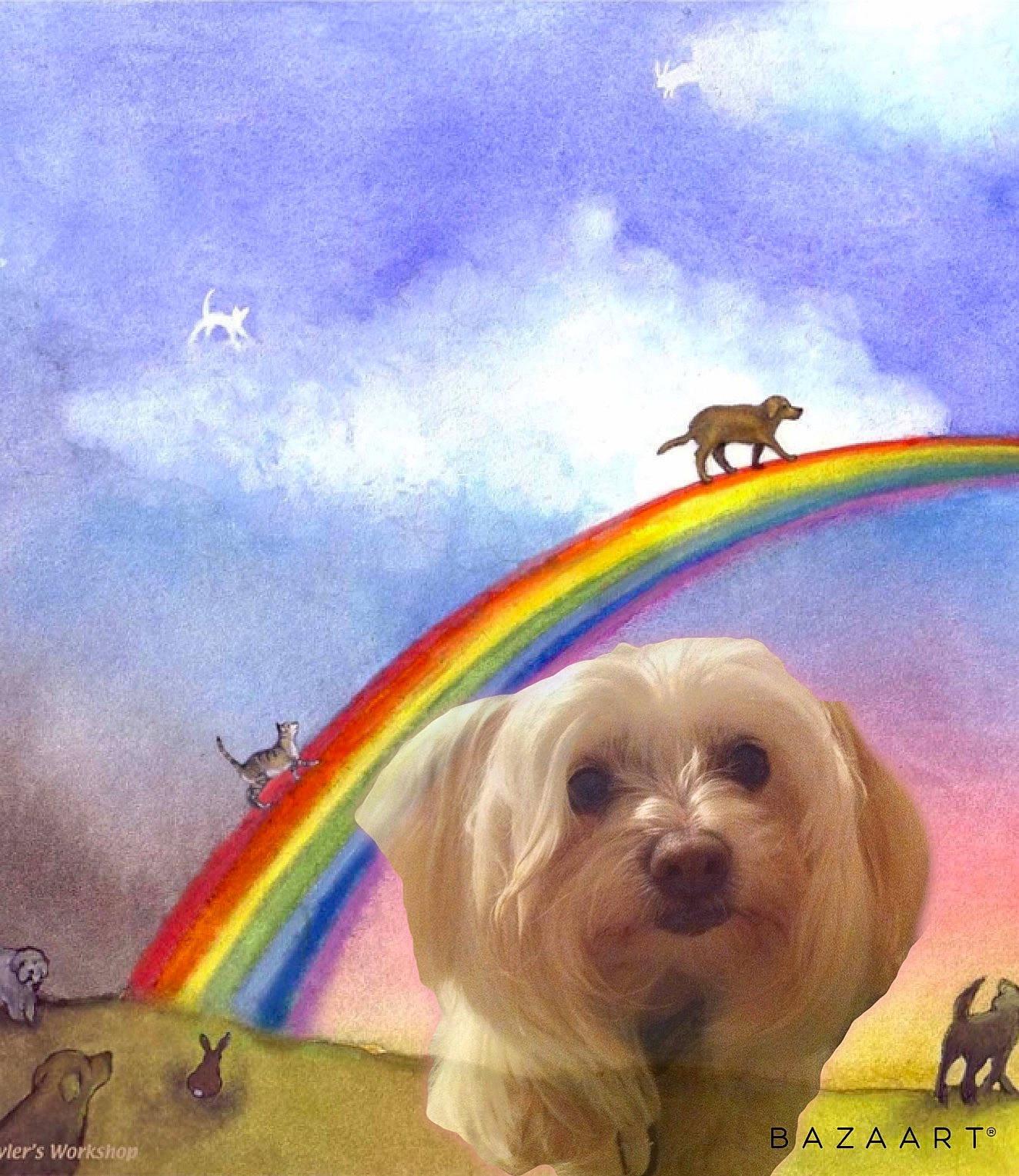 Bella Rose joined the competition — help win amazing prizes! art, carnivore, circle, cloud, companion_dog, dog, dog_breed, font, happy, landscape, meteorological_phenomenon, morning, natural_landscape, painting, rainbow, shih_tzu, sky, terrestrial_animal, toy_dog, visual_arts