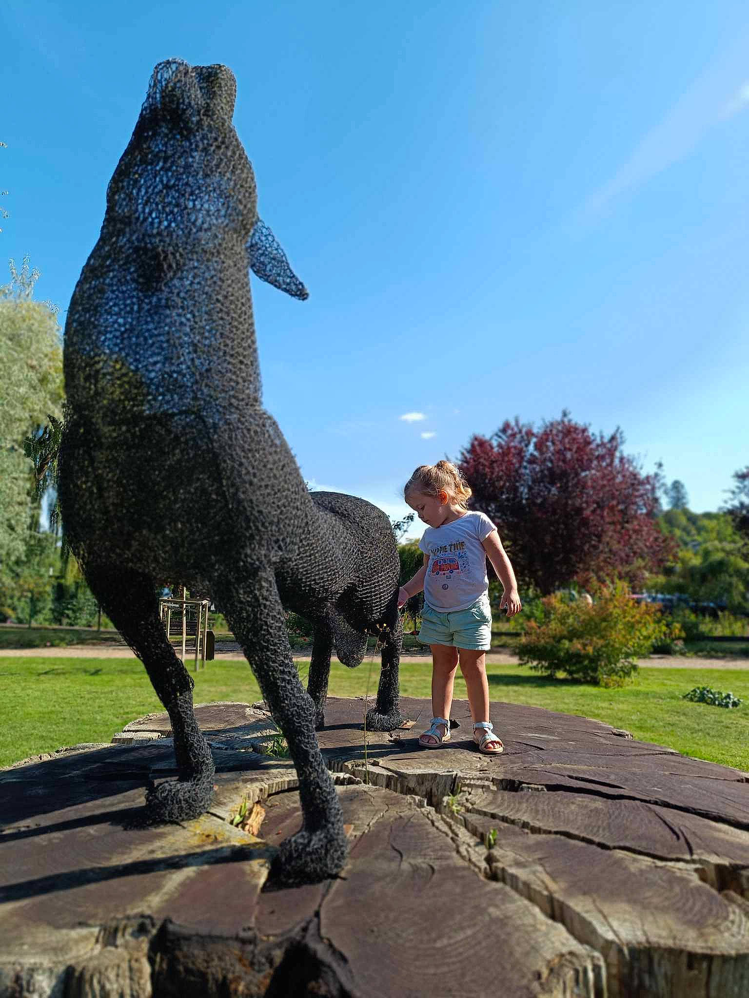 Amaya participe au concours pour gagner de l'argent avec cette photo : art, cloud, environmental_art, fun, garden, grass, landscape, landscaping, lawn, leisure, monument, person, plant, recreation, sculpture, shorts, sky, statue, tree, trunk
