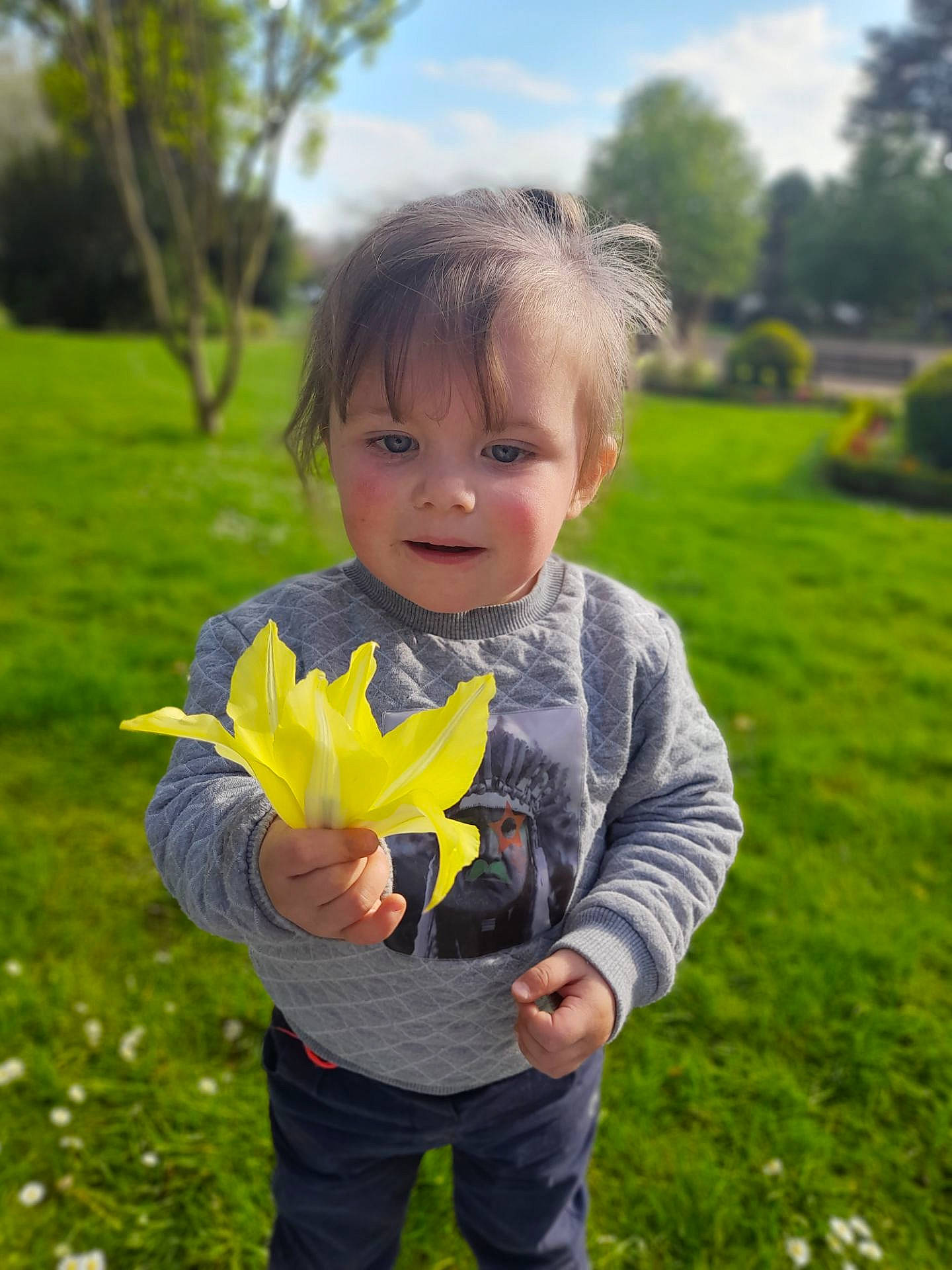Amaya participe au concours pour gagner de l'argent avec cette photo : botany, dress, eye, face, flower, fun, grass, green, happy, iris, leaf, people_in_nature, person, petal, plant, sky, smile, sunlight, toddler, tree