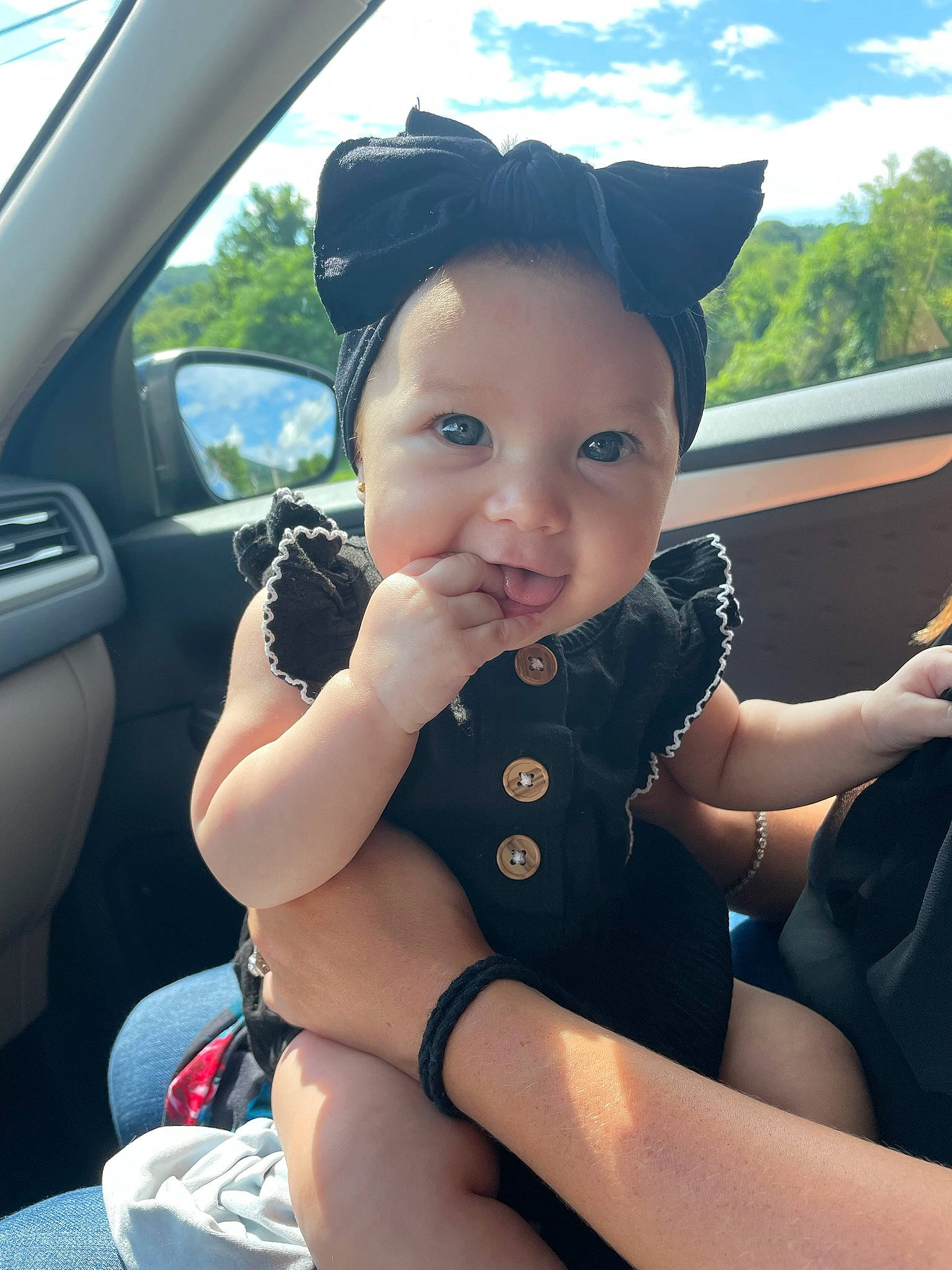Juniper joined the competition — help win amazing prizes! auto_part, automotive_design, automotive_exterior, baby, car, car_seat, car_seat_cover, cloud, finger, headwear, mammal, motor_vehicle, person, plant, sky, steering_part, steering_wheel, thigh, thumb, toddler