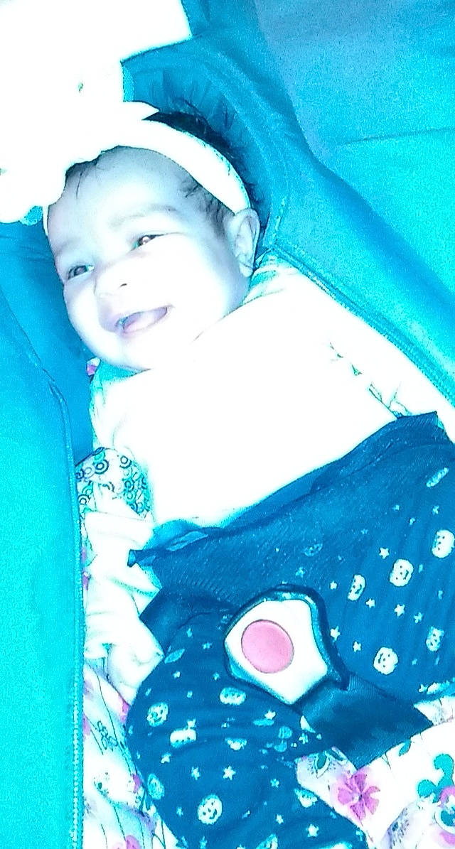 Jaizelle joined the competition — help win amazing prizes! aqua, baby, blue, child, design, joy, pattern, person, polka_dot, smile, toddler, turquoise