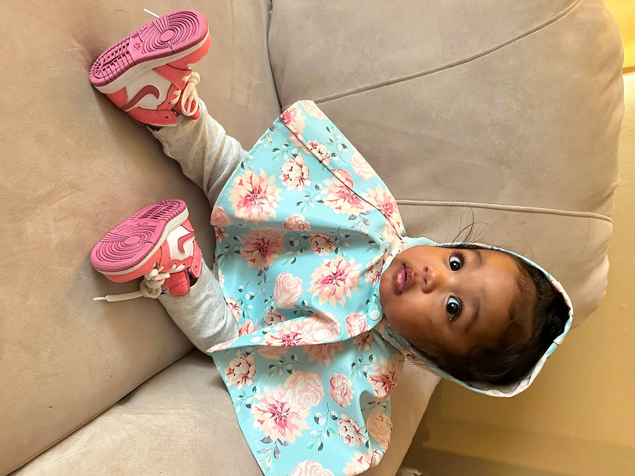 Mecca joined the competition — help win amazing prizes! baby, carmine, comfort, cool, dress, elbow, fashion_accessory, finger, happy, human_leg, joint, linens, neck, pattern, people, person, pink, sitting, skin, sleeve