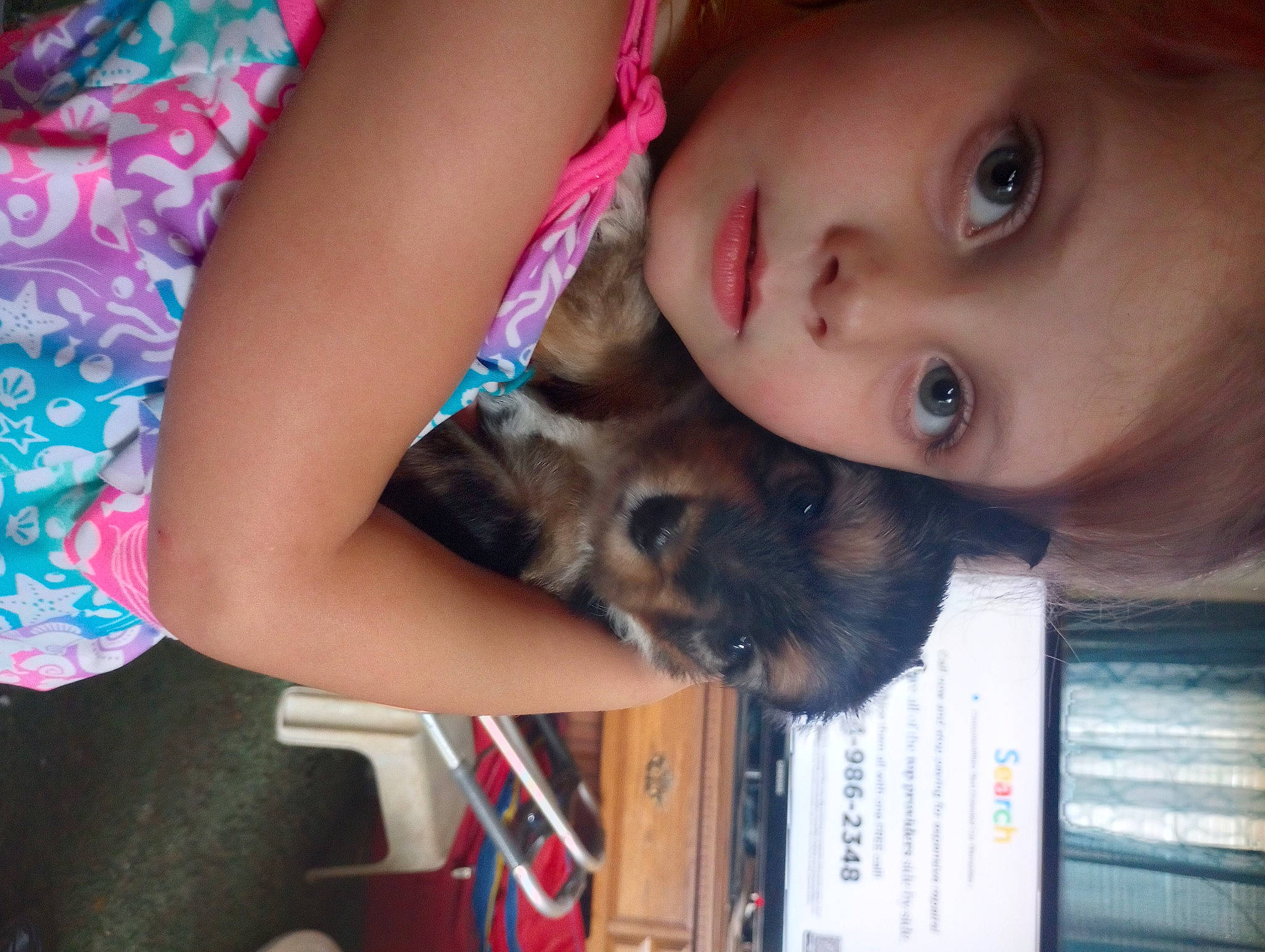 Addilynn joined the competition — help win amazing prizes! black_hair, carnivore, child, companion_dog, eye, eyelash, facial_expression, fawn, fun, happy, iris, lip, long_hair, mammal, nose, organ, person, skin, smile, toddler