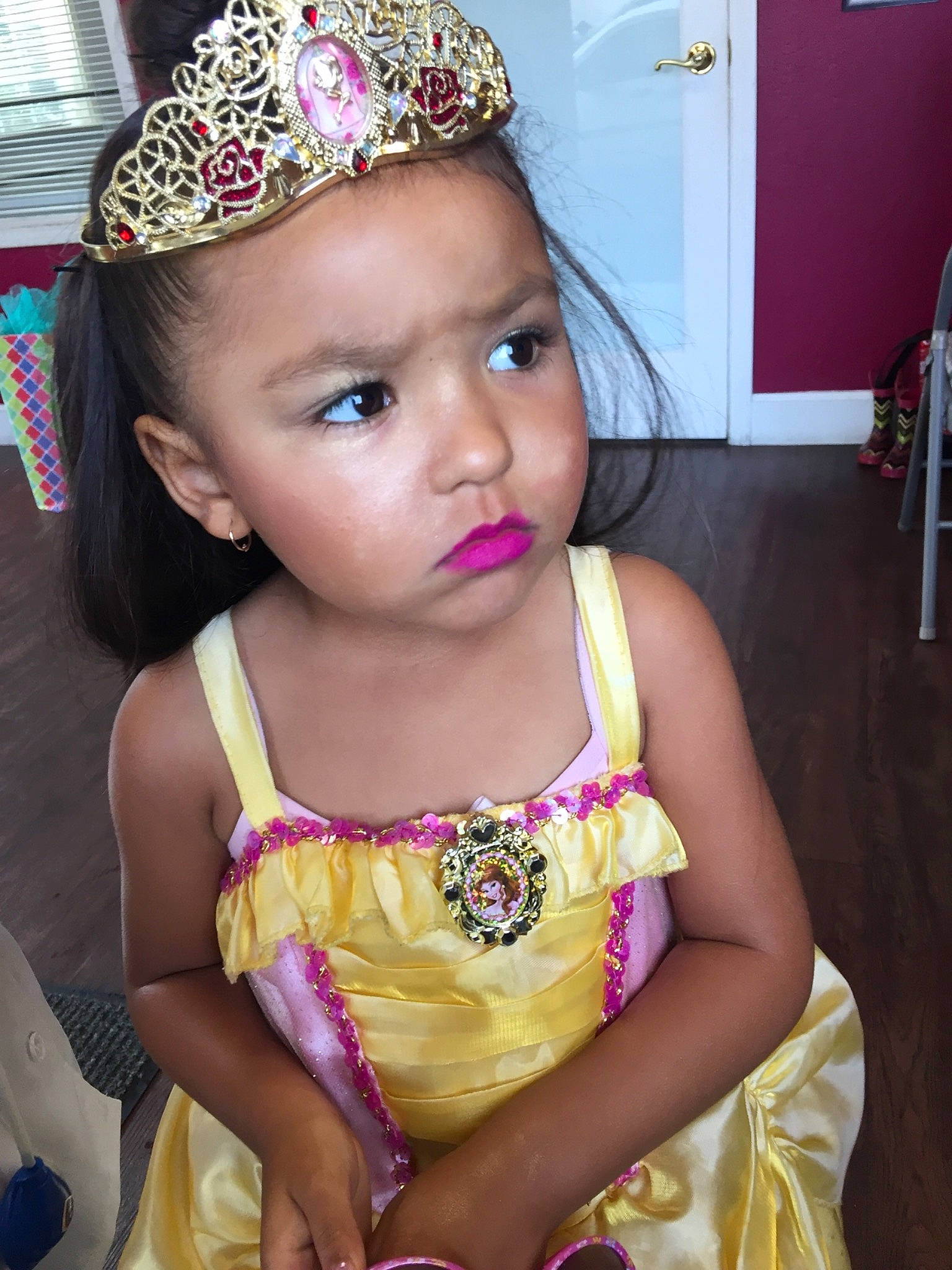 Jordynn joined the competition — help win amazing prizes! child, child_model, clothing, fashion_accessory, hair_accessory, headband, headgear, headpiece, person, pink, tiara, toddler