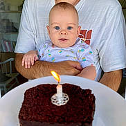 Giany participe au concours pour gagner de l'argent avec cette photo : baby, man, beard, cake, candle, birthday, plate, white_tshirt, smile, blue_eyes, indoor, celebration, food, dessert, holding, person, happy, child, face, arm