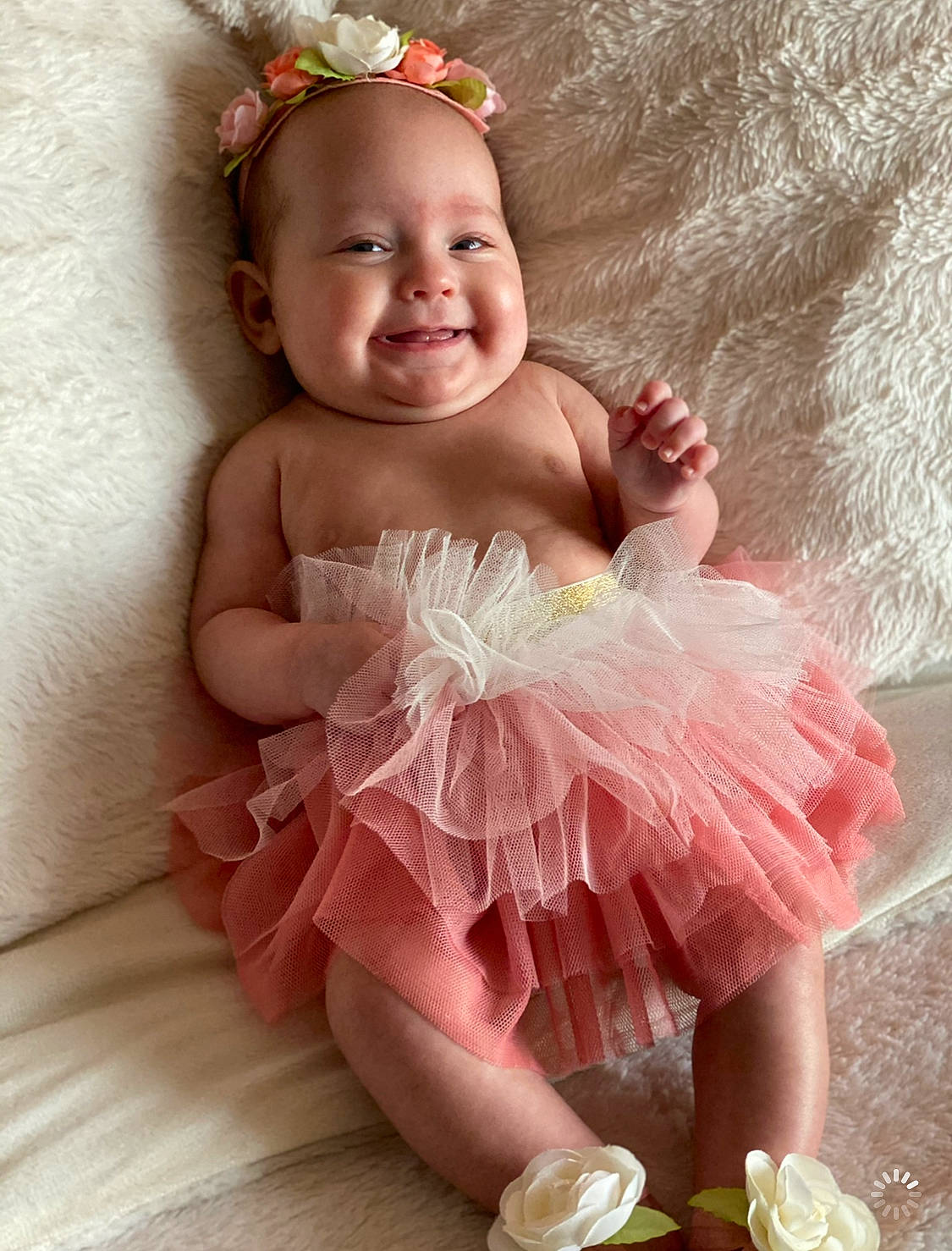 Ronnie joined the competition — help win amazing prizes! baby, baby_bloomers, baby_products, baby_toddler_clothing, ballet_tutu, child, clothing, costume, dress, fashion_accessory, hair_accessory, headband, headgear, headpiece, joy, person, pink, product, ruffle, smile